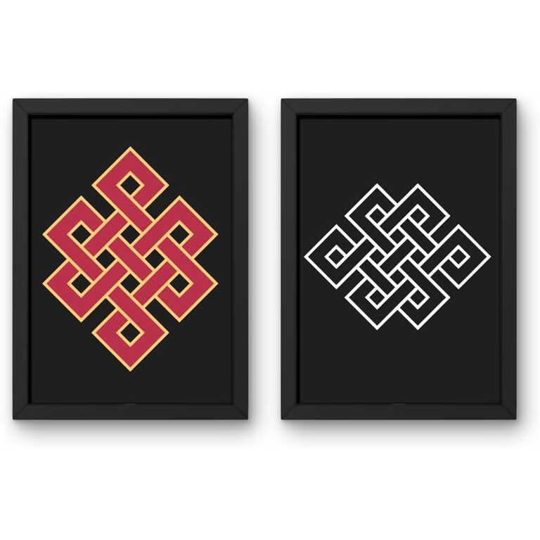 Divaframes Endless Knot Vastu Frame | Vastu Painting For Business Growth & Prosperity | Tibetan Feng Shui Decor | Positive Energy Wall Art | 10 X 13 Inch