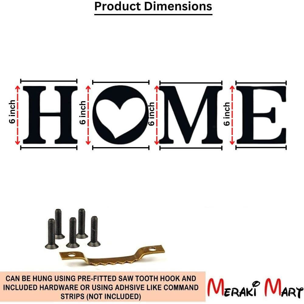 Meraki Mart Black Wooden Home Sign Wall Art  6-Inch Letters, Hanging Dcor For Home, Office, Bedroom & Living Room