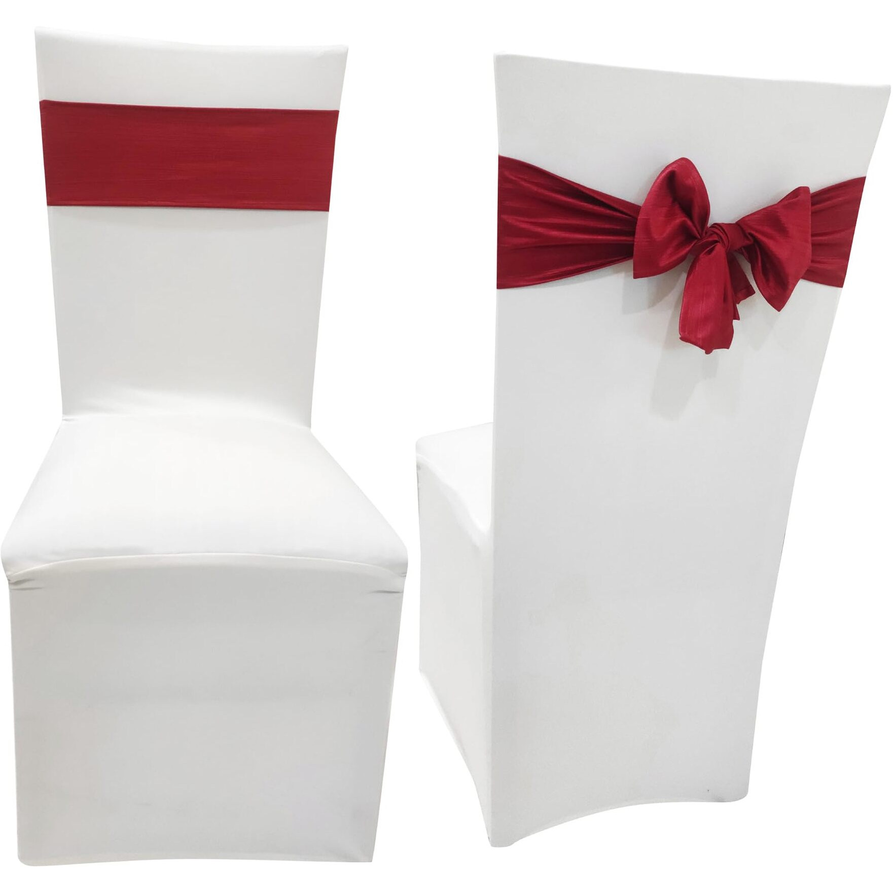 Switchon Chair Sashes Bows Chair Ribbon Sash Chairs Back Tie Sashes For Wedding Bridal And Events Supplies Mother's Day Party Decor,Pack Of 6 (5Inchx72Inch) (Red)