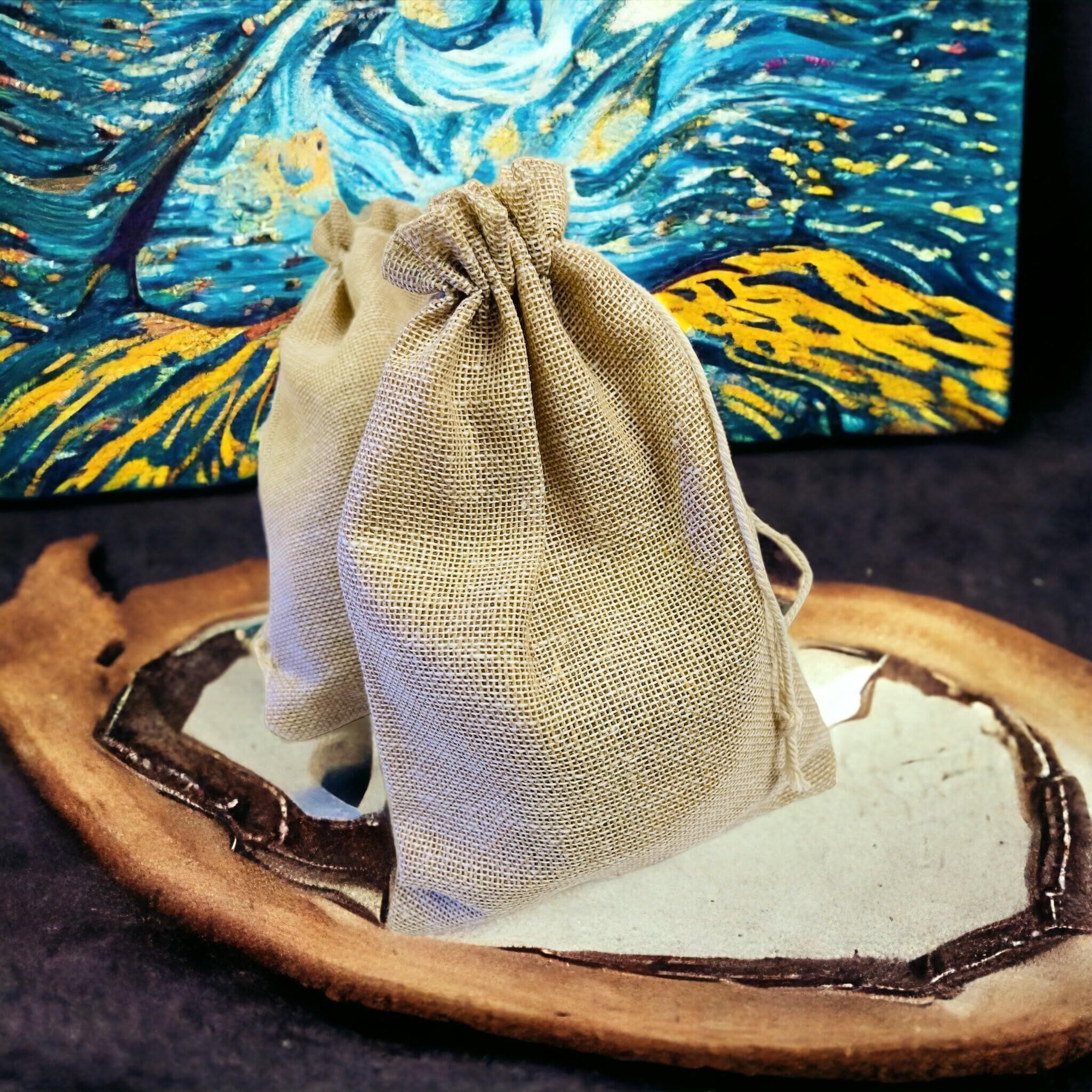 Krisah Cotton Jute Potli Gift Bags, Pack Of 25, For Jewellery, Chocolates, Cookies Packing (Beige, 5X7)