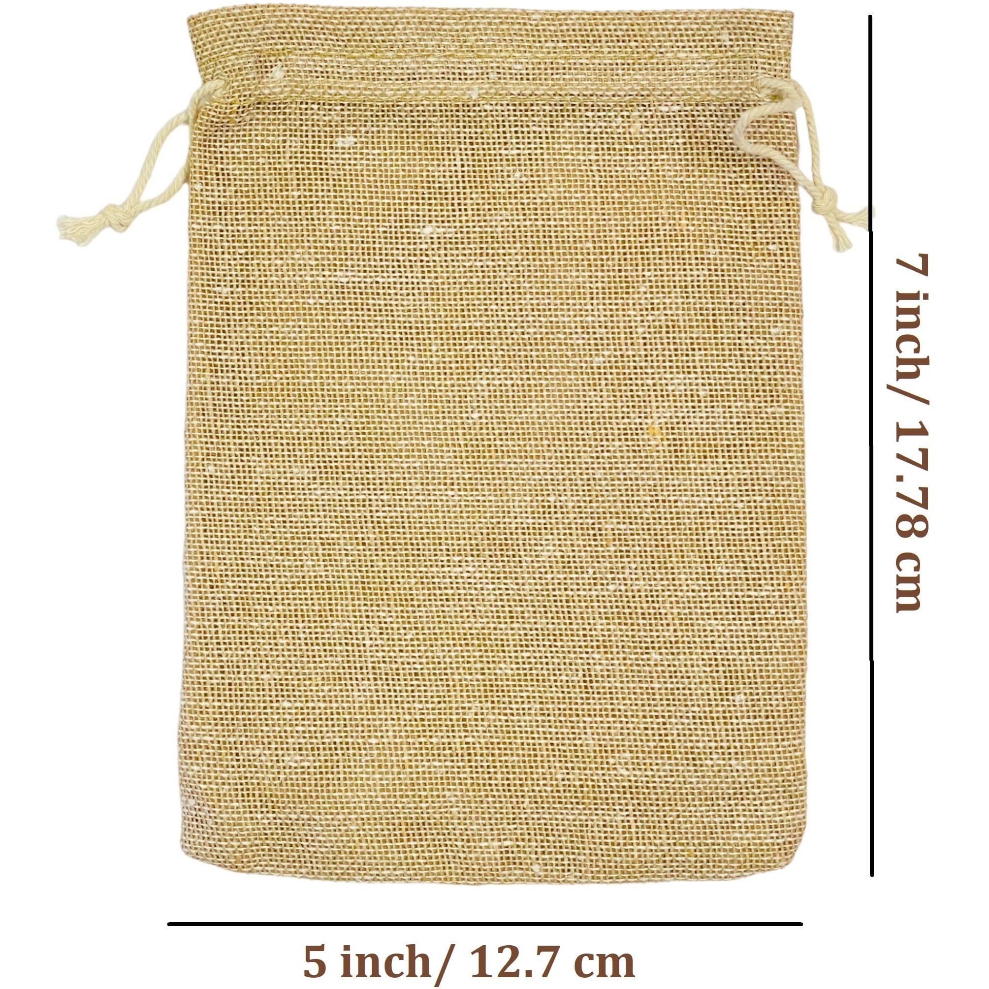 Krisah Cotton Jute Potli Gift Bags, Pack Of 25, For Jewellery, Chocolates, Cookies Packing (Beige, 5X7)