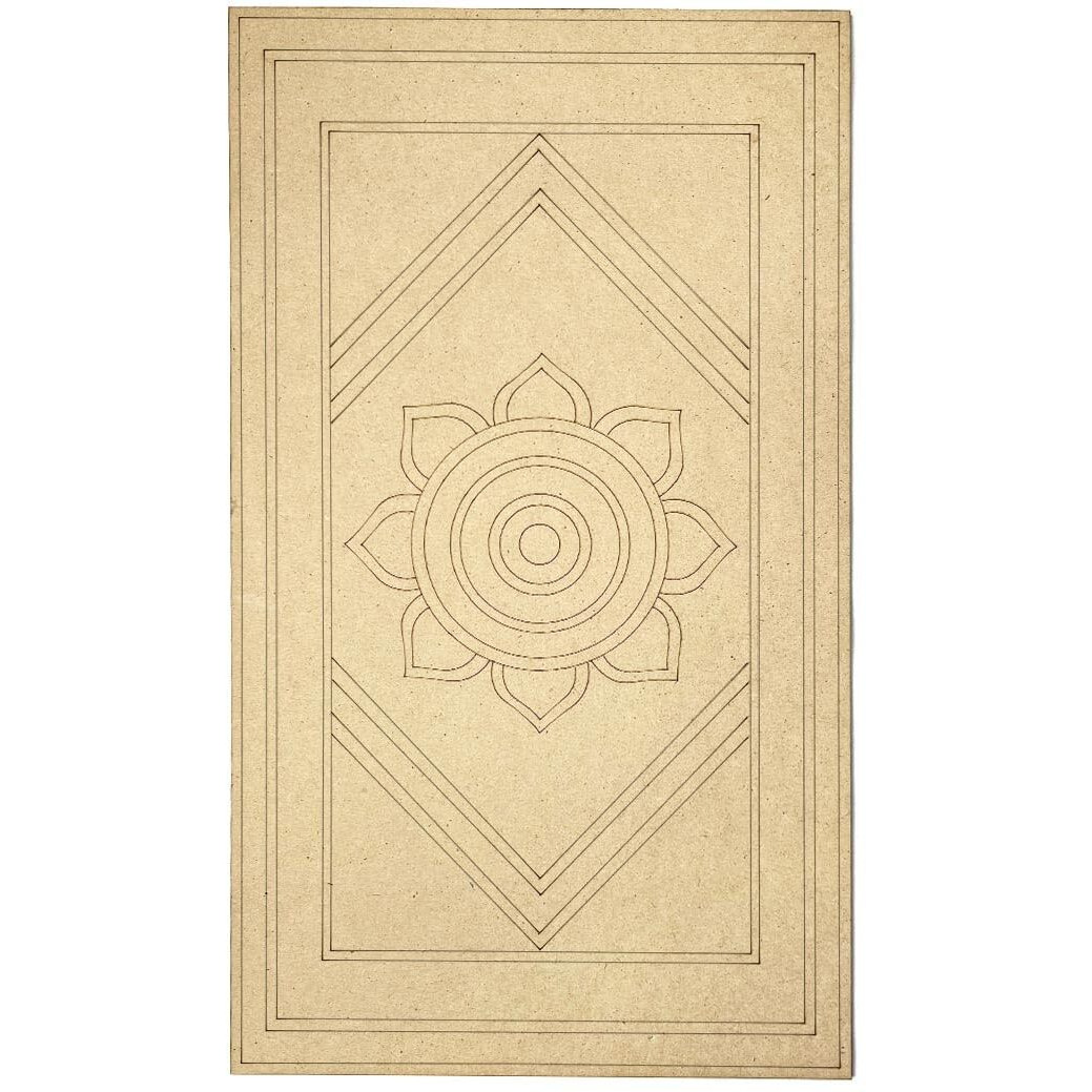 Adikala Lippan Wall Panel Base With Mandala Jali Mdf Cutout For Diy Art And Craft | Wall Hanging Decorations, Festival Gift, Wedding 14X8 Inch (35.5Cmx20.32Cm)