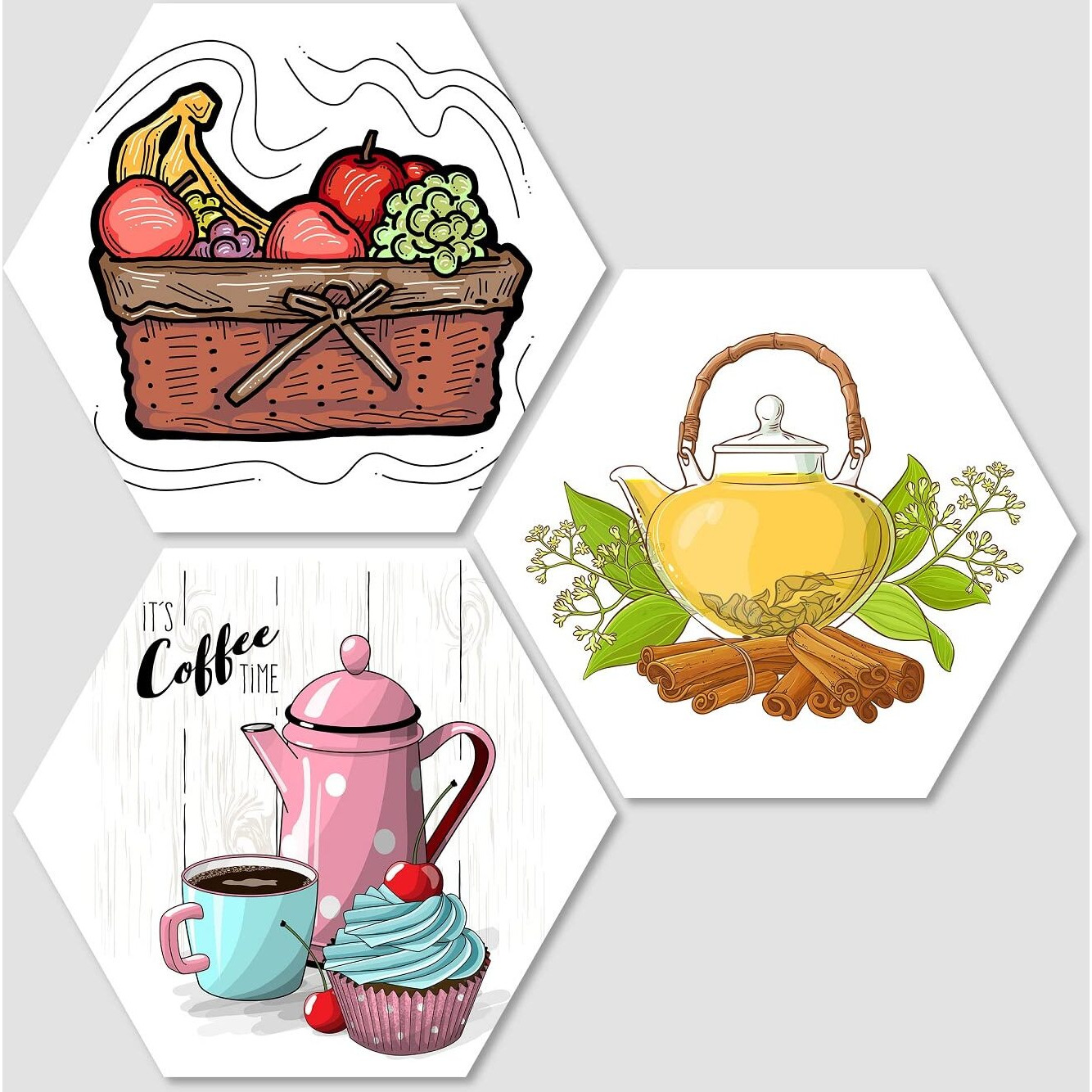 Livestream Kitchen Art Designer Decorative Wall Art For Restaurants | Kitchen Hotels Gift Decoration Beautiful Painting Hanging Items Set Of 3 Pieces Fine Self Adheshive Painting 17 Inch X 17 Inch