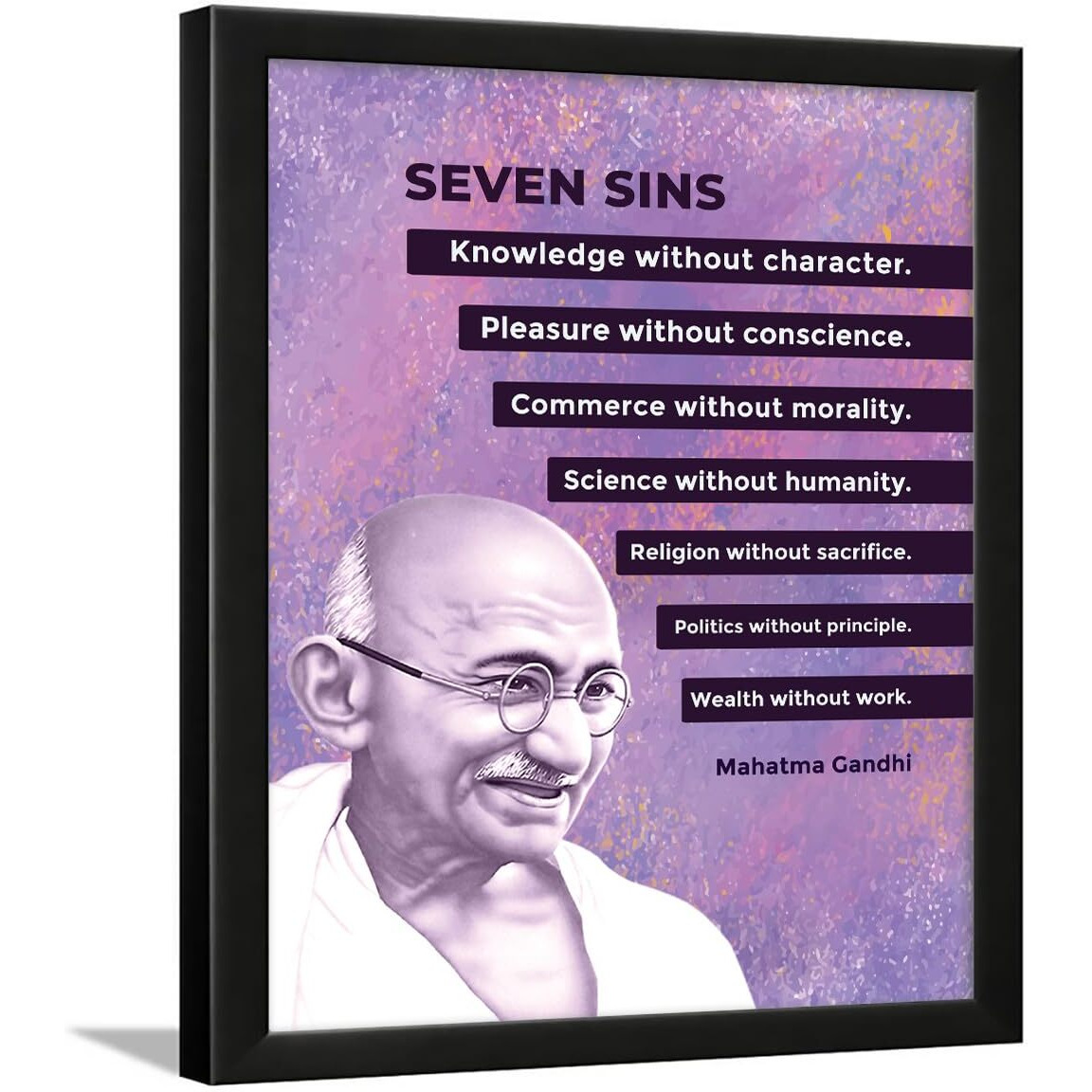 Chaka Chaundh - Mahatma Gandhi Quotes Wall Frames - Motivational Quotes Frames - Framed Posters With Frame - Photos With Quotes - (14 X 11 Inches)