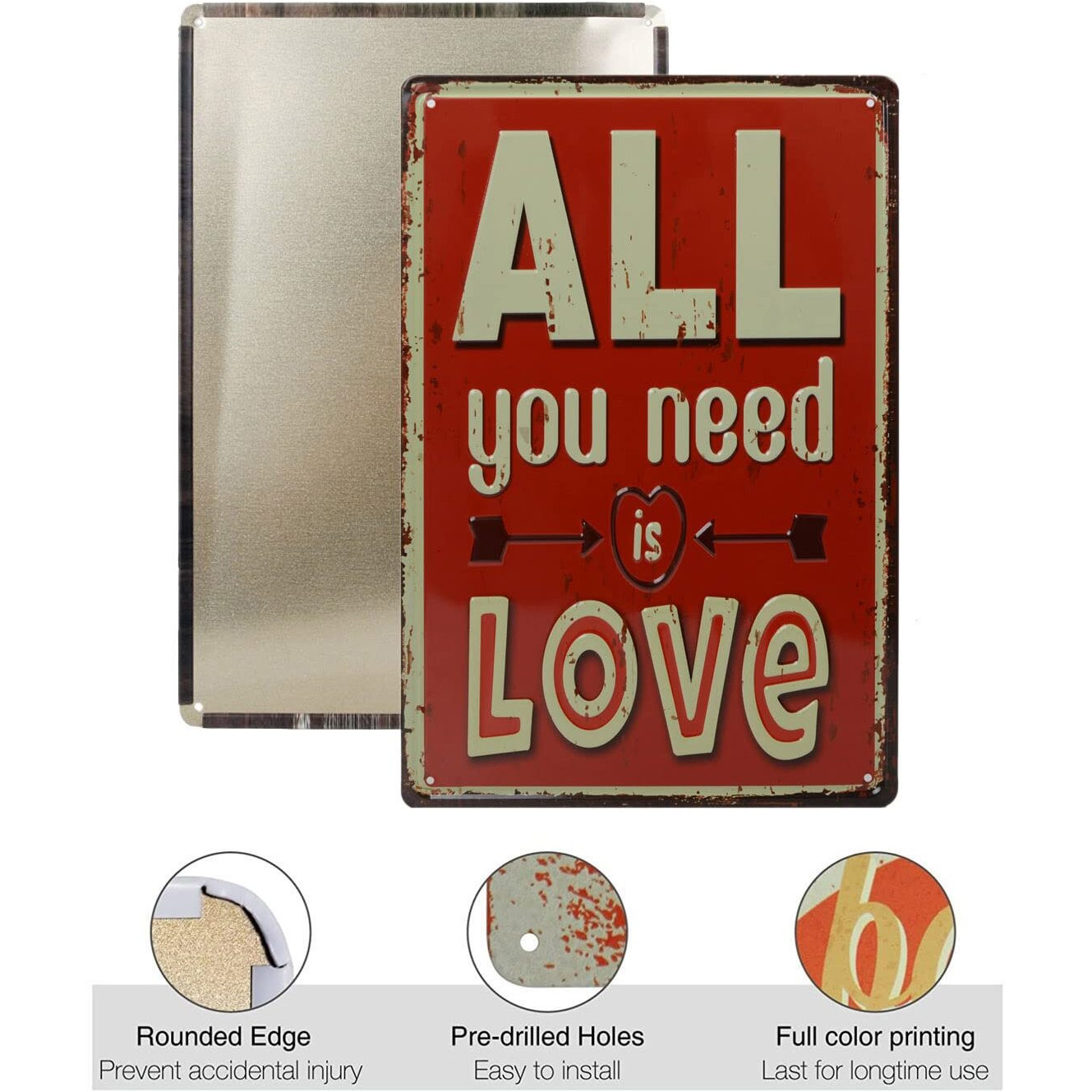 Store2508 Vintage Metal Tin Sign Poster  All You Need Is Love 30X20 Cm