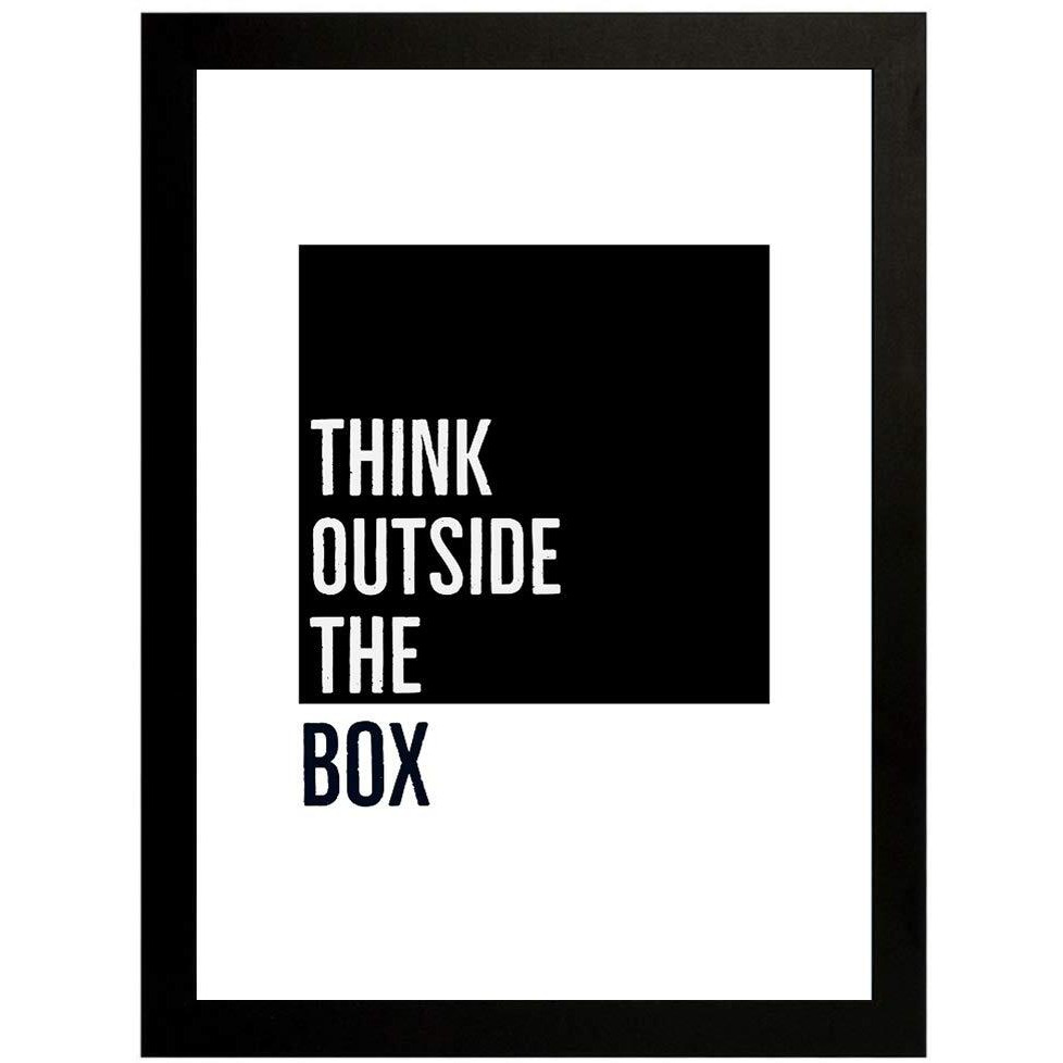 Interio Crafts Think Outside The Box Inspirational Motivational Quote Framed Poster For Office And Home Wall Decor (Frame Size 13&quotX10" Inches)