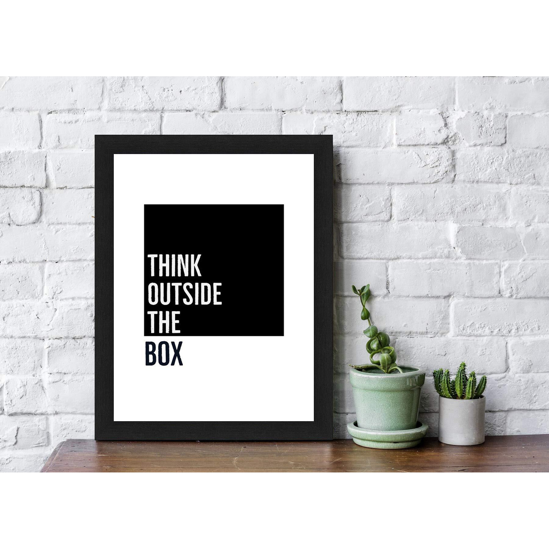 Interio Crafts Think Outside The Box Inspirational Motivational Quote Framed Poster For Office And Home Wall Decor (Frame Size 13&quotX10" Inches)