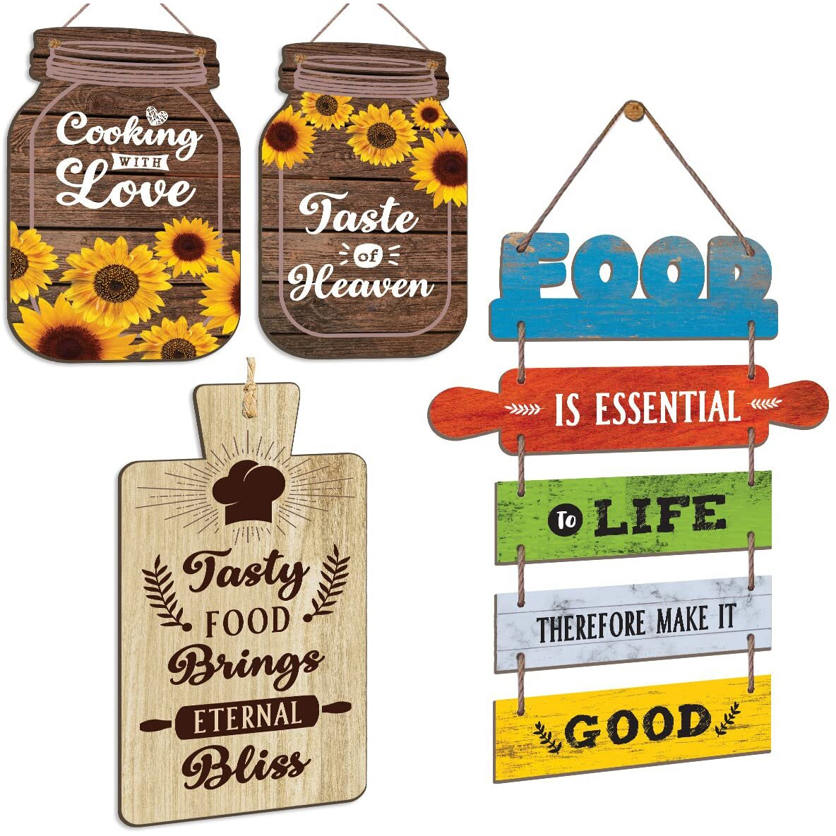 Chaka Chaundh - Kitchen Posters For Wall - Framed Quotes Wall Hanging - (14 X 11 Inches) (Set Of 4 - Multi)