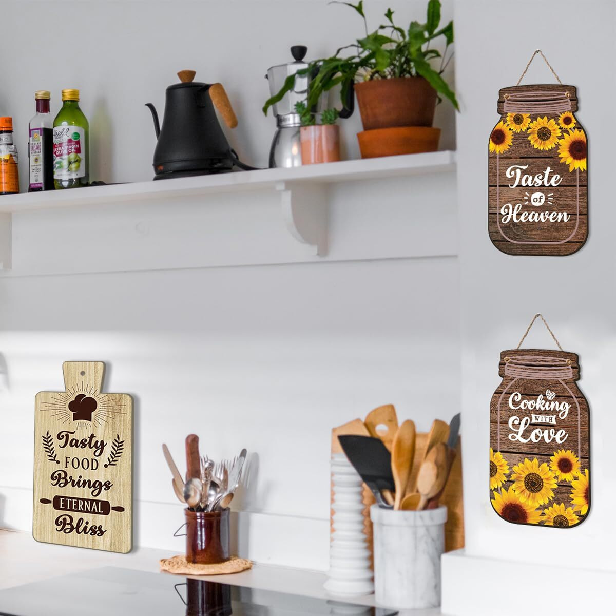 Chaka Chaundh - Kitchen Posters For Wall - Framed Quotes Wall Hanging - (14 X 11 Inches) (Set Of 4 - Multi)