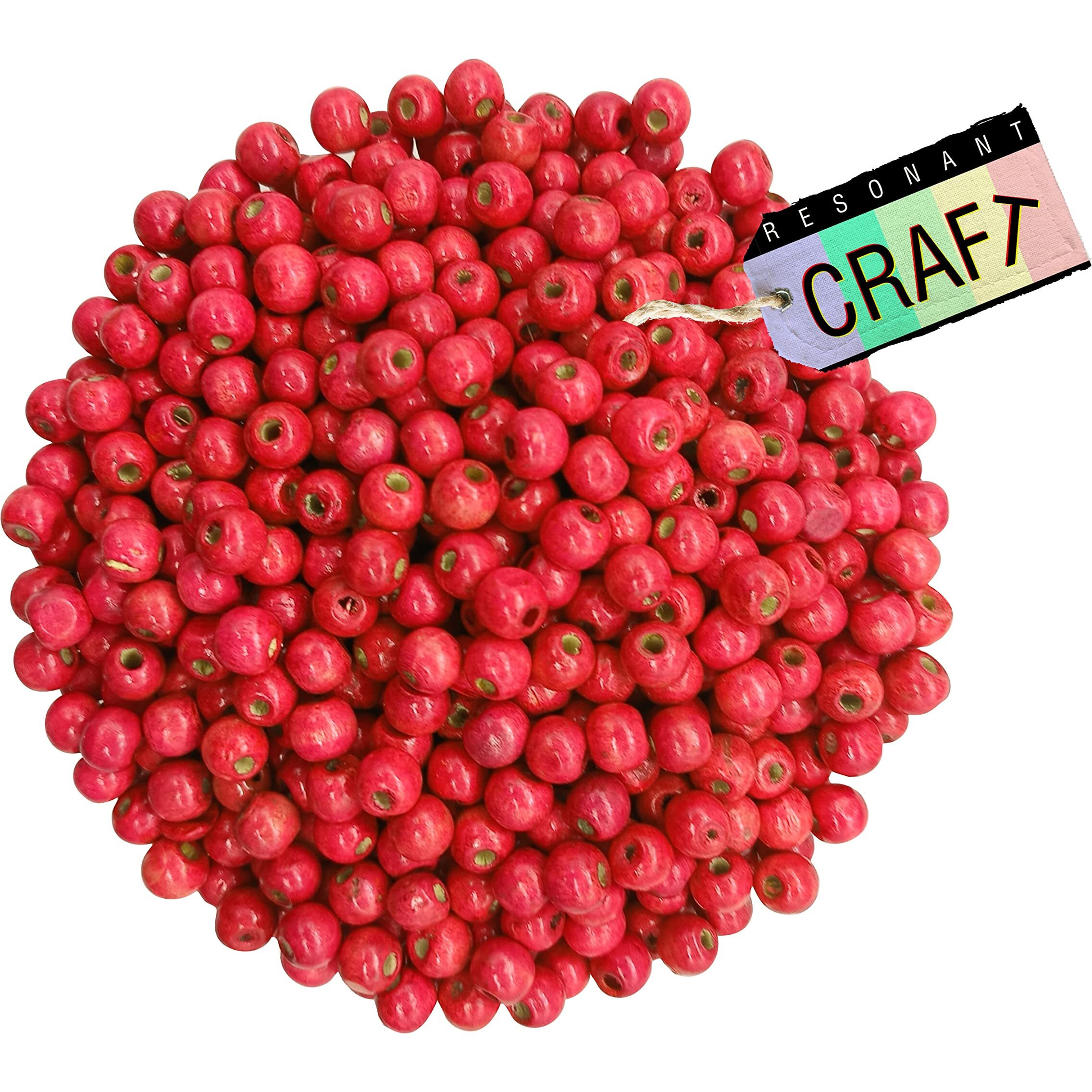 Resonant Craft 250 Pcs Wooden Beads 10Mm Red Color Glossy Wood Beads For Hobby & Crafts, Diy And Necklace Garland Making