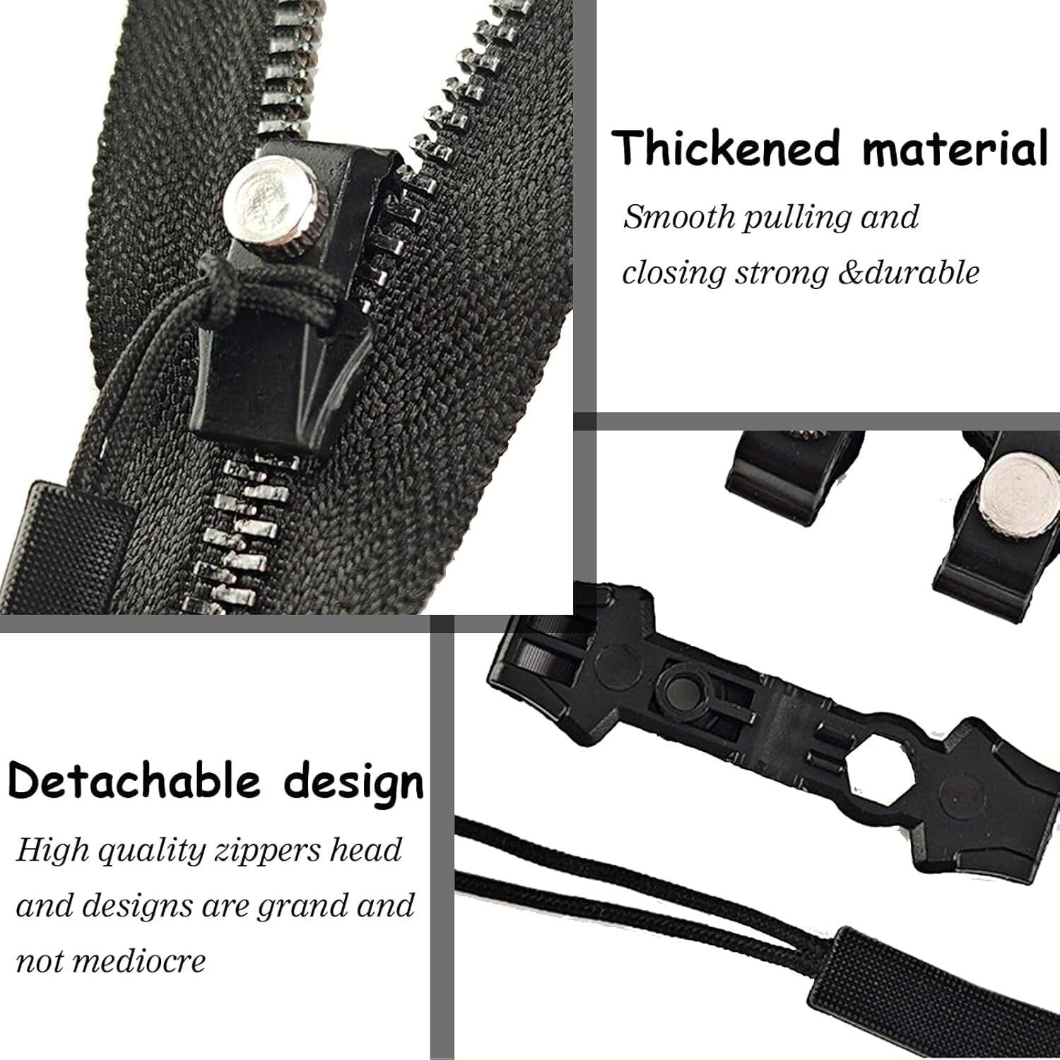 Bhuma Pcak Of 6 Instant Zipper Repair Kit, Universal Zipper Slider Replacement, Adjustable Zipper Fixer Zipper Pull For Luggage Backpack Wallets Suitcases Tents Jackets Skirts Jeans.Universal Screw Fix Removable Zippers For Bags.