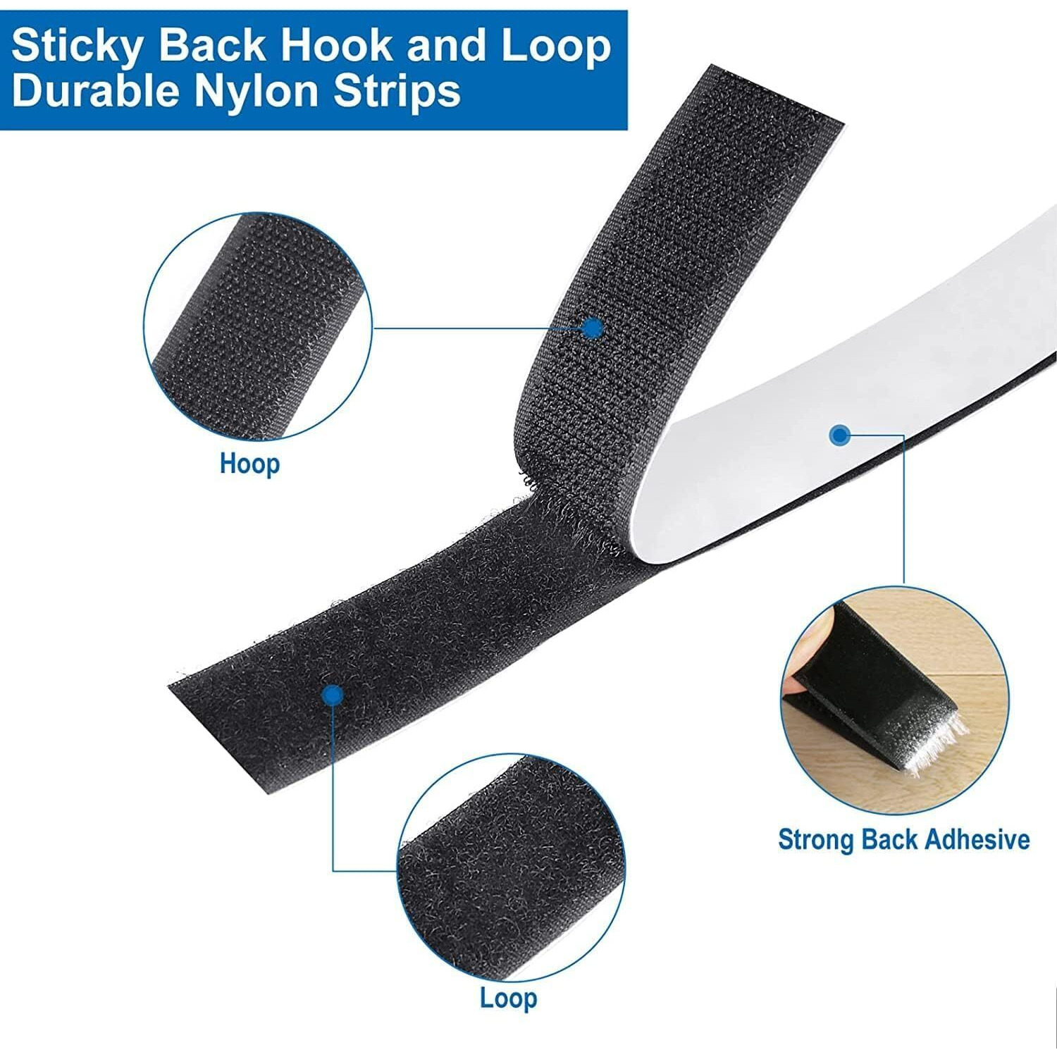 Matson Self Adhesive Hook Tape & Self Adhesive Loop Tape For Stationary, Pictures, Tools, Household Purposes, Schools And Office (Hoop And Loop Tape 5M*25 Mm)
