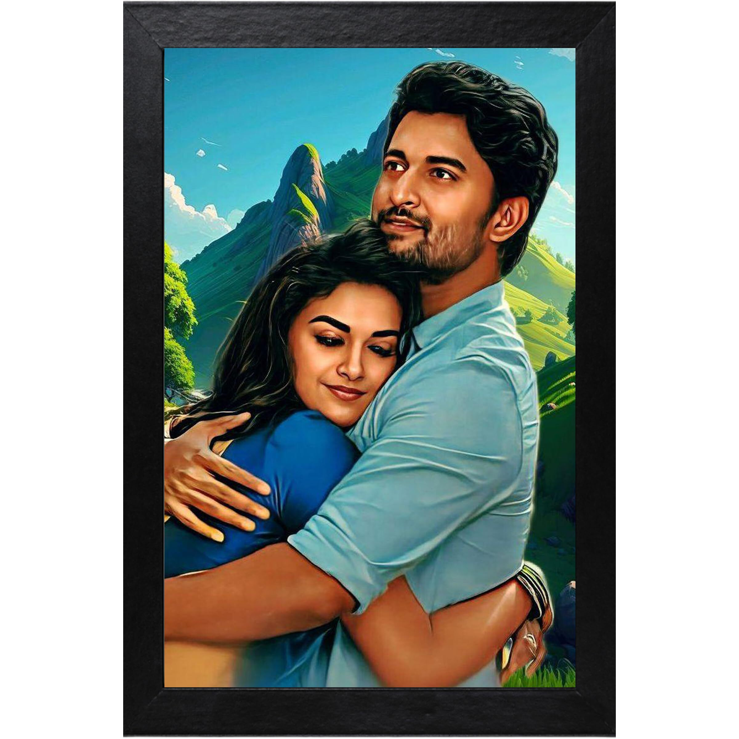 Vsk Sketch Art Customised Digital Oil Painting Color Full Background | Gift For - Anniversary | Birthday | Wife | Husband | Sister | Brother | Father | Mother | Gift For Someone (12X18)