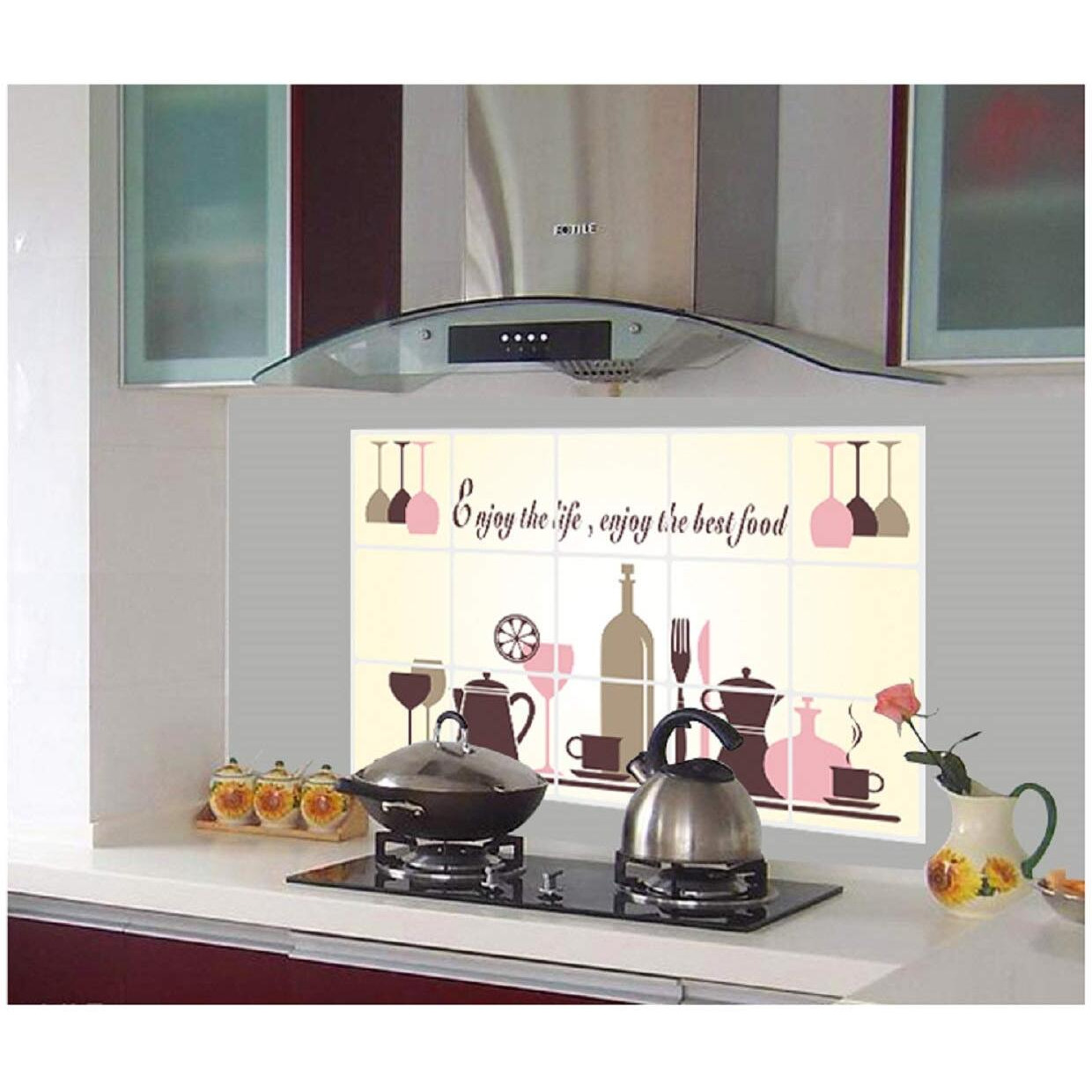 Jaamso Royals Kitchen Tools Wall Tiles Stickers Waterproof, Kitchen Stickers For Wall, Wall Sticker For Kitchen, Kitchen Sticker,Kitchen Tiles Wall Stickers (45 Cm X 75 Cm)