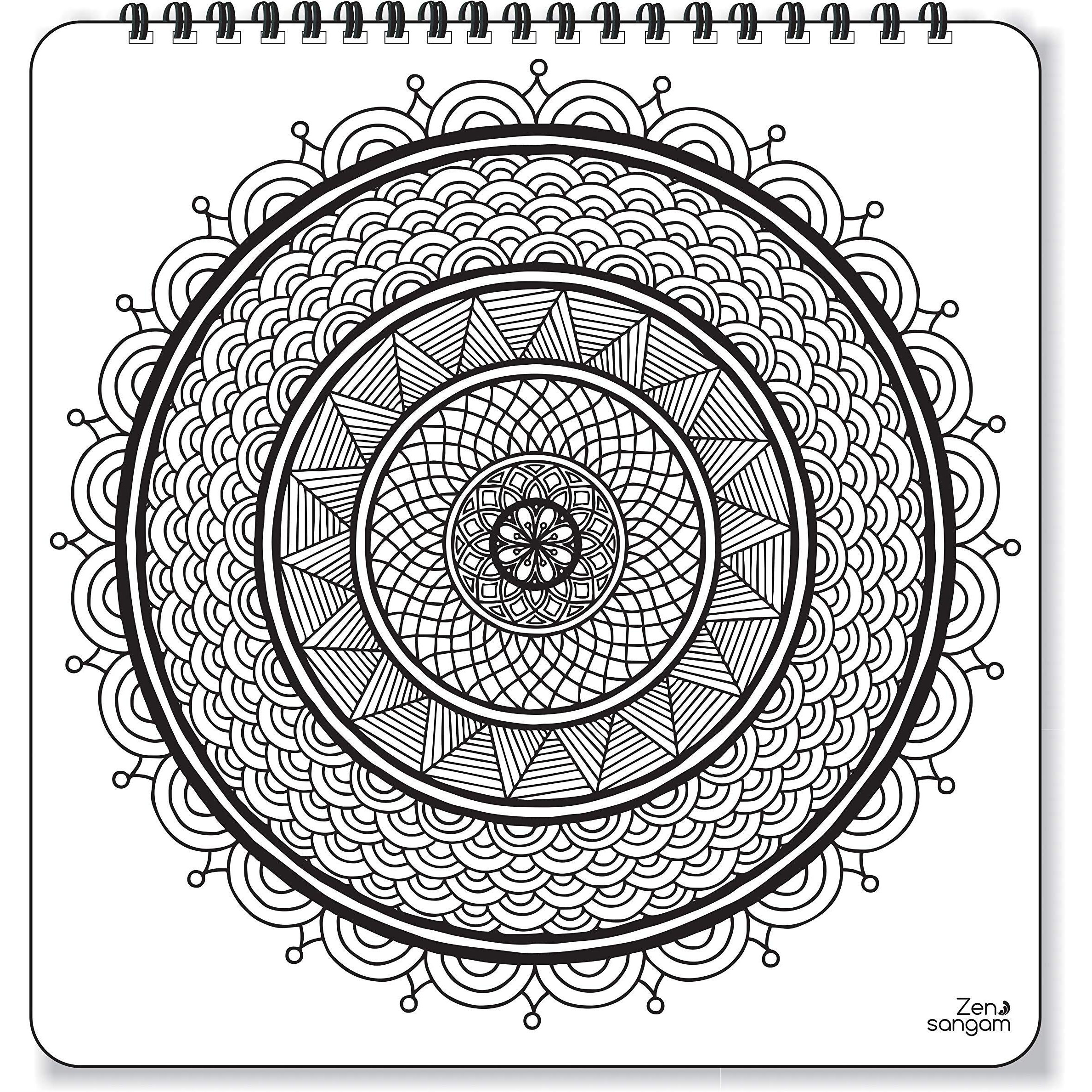 Zen Sangam - Set Of 2 Zendala Meditation Adults Coloring Book - Expert Designs Level 1 And Level 2 (Zentangle + Mandala)