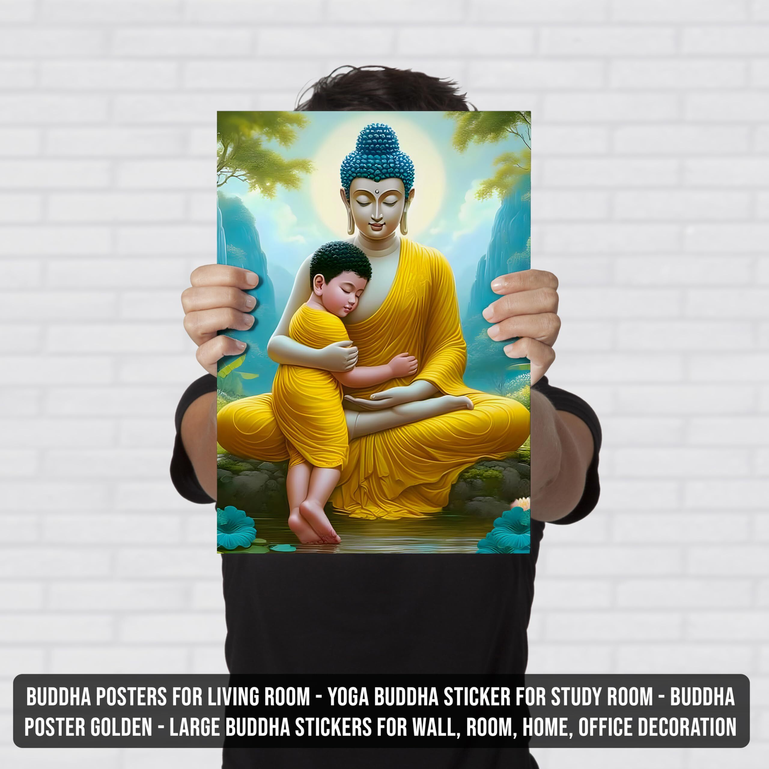 Buddha Posters For Wall Large Size | Lord Buddha Sticker Wall | Yoga Buddha Cool Sticker | Buddha Motivational Posters For Living Room, Kids Room, Bedroom, Home, Office Decoration