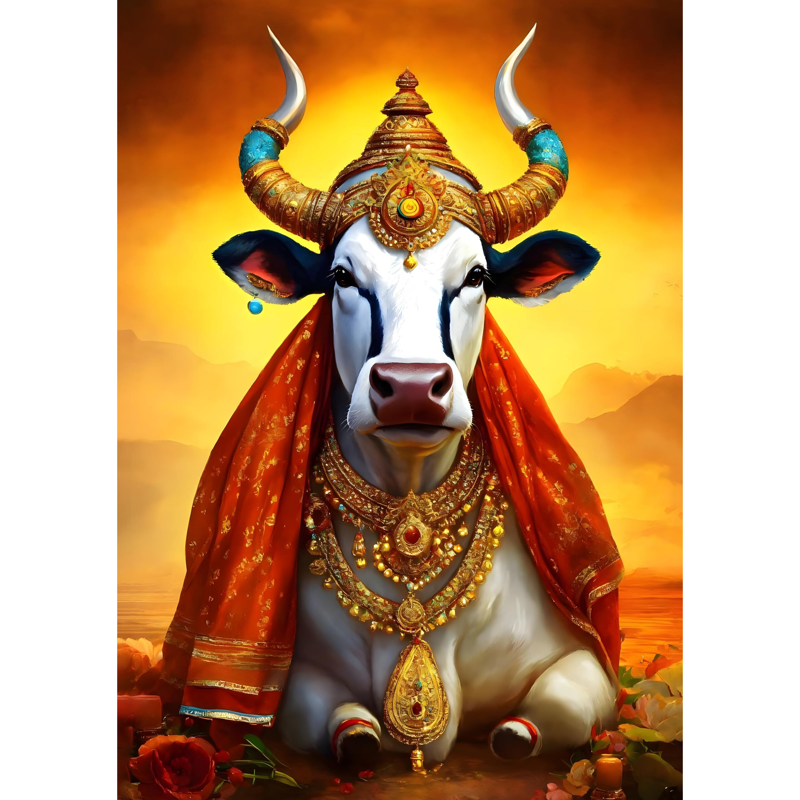 Nandi Poster For Home | Nandi Sticker For Wall | Shiva Nandi Poster | Nandi Idol Poster | Nandi Maharaj Poster | Nandi Vahana Wall Sticker | Nandi Posters For Pooja Room, Living Room