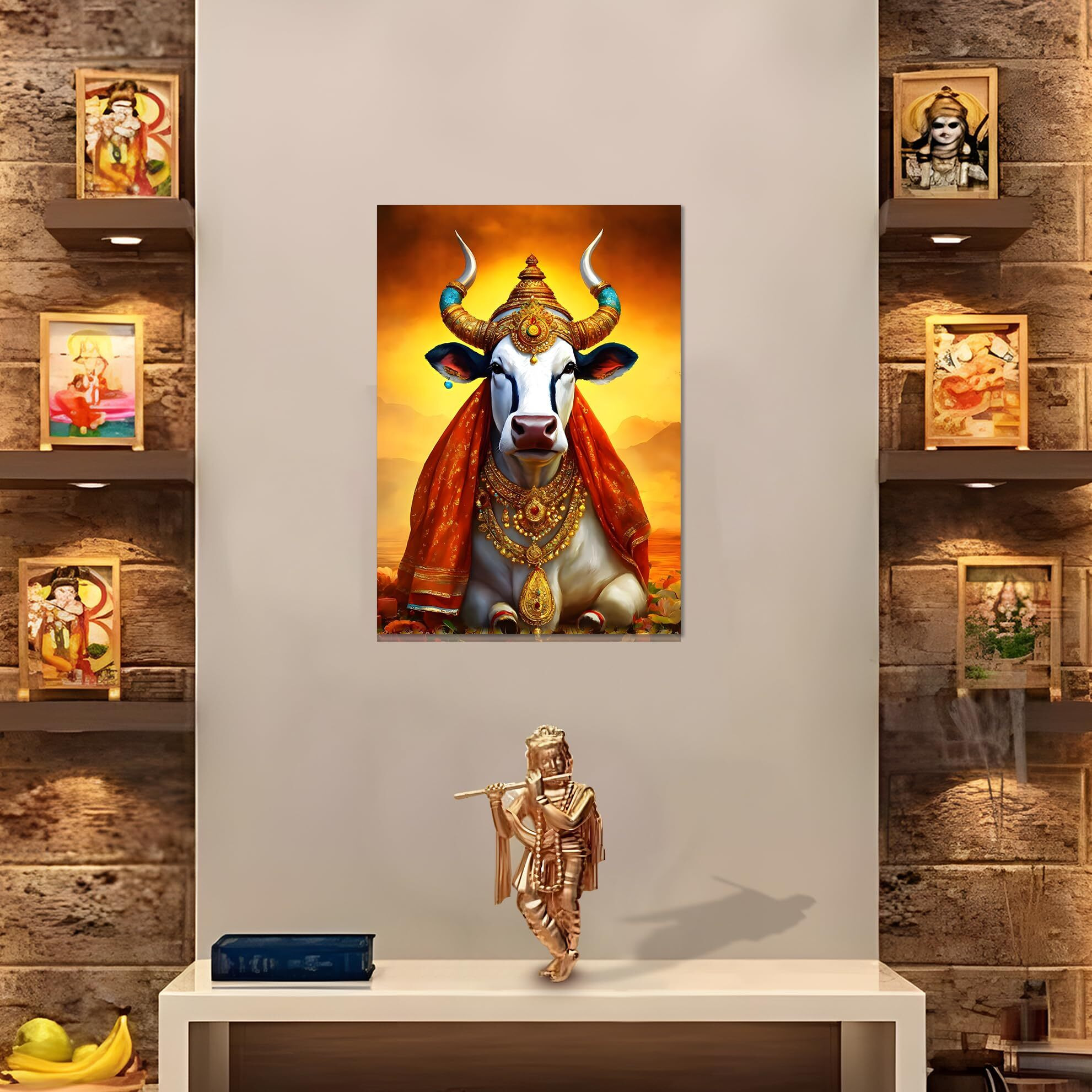 Nandi Poster For Home | Nandi Sticker For Wall | Shiva Nandi Poster | Nandi Idol Poster | Nandi Maharaj Poster | Nandi Vahana Wall Sticker | Nandi Posters For Pooja Room, Living Room