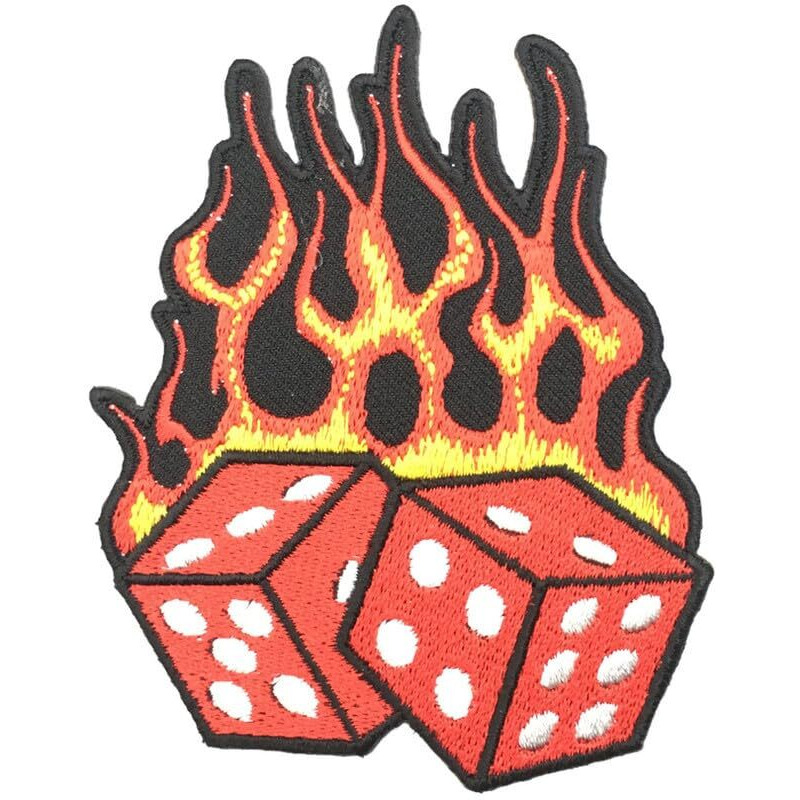 Sync Patches For Clothes Dice On Fire Patch Jeans Jackets Black Bat Biker Bike Badges Labels For Bags Kids Jacket Dresses Decoration Craft Sew Stitich On Clothes Paste On Fabric Diy Patch For Clothes