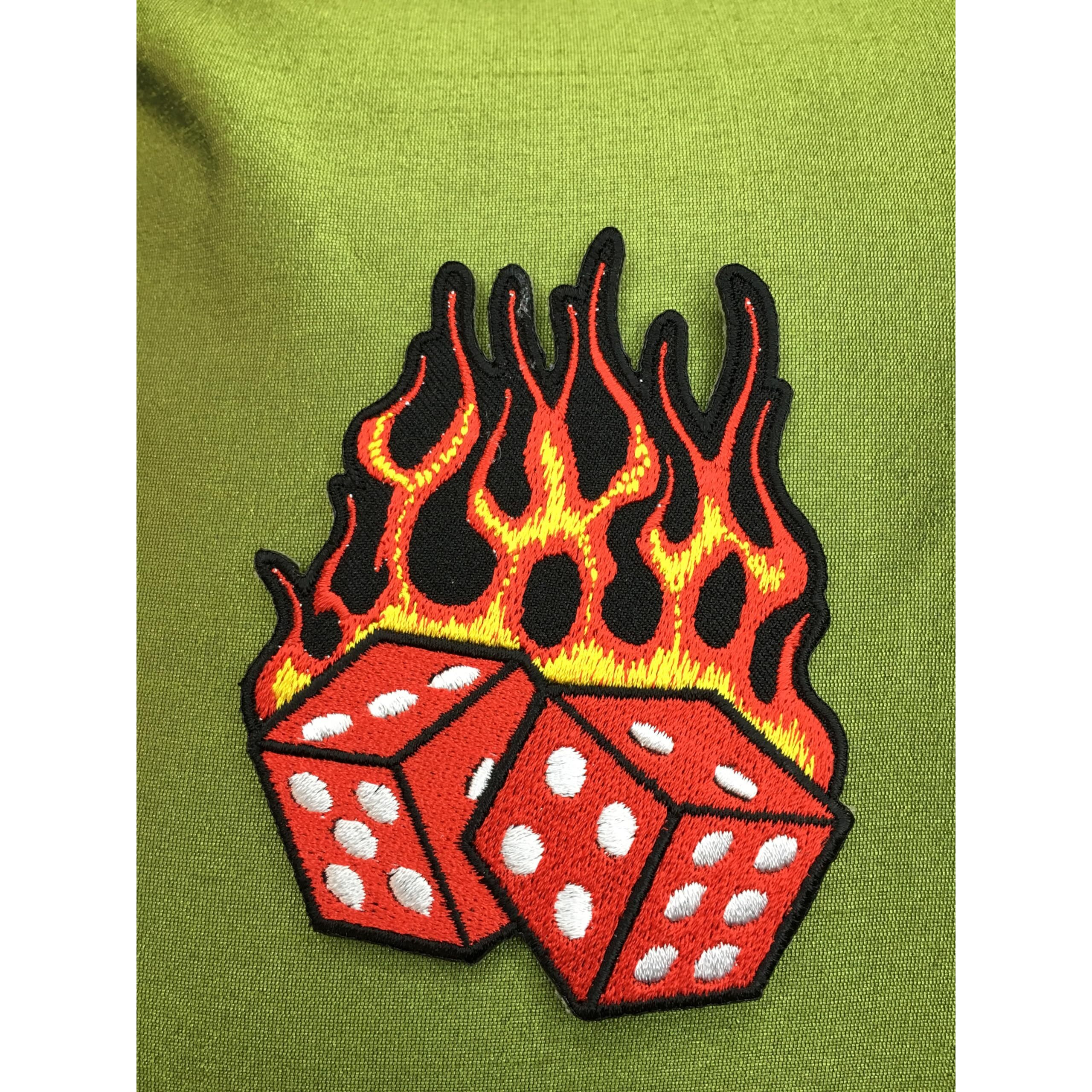 Sync Patches For Clothes Dice On Fire Patch Jeans Jackets Black Bat Biker Bike Badges Labels For Bags Kids Jacket Dresses Decoration Craft Sew Stitich On Clothes Paste On Fabric Diy Patch For Clothes