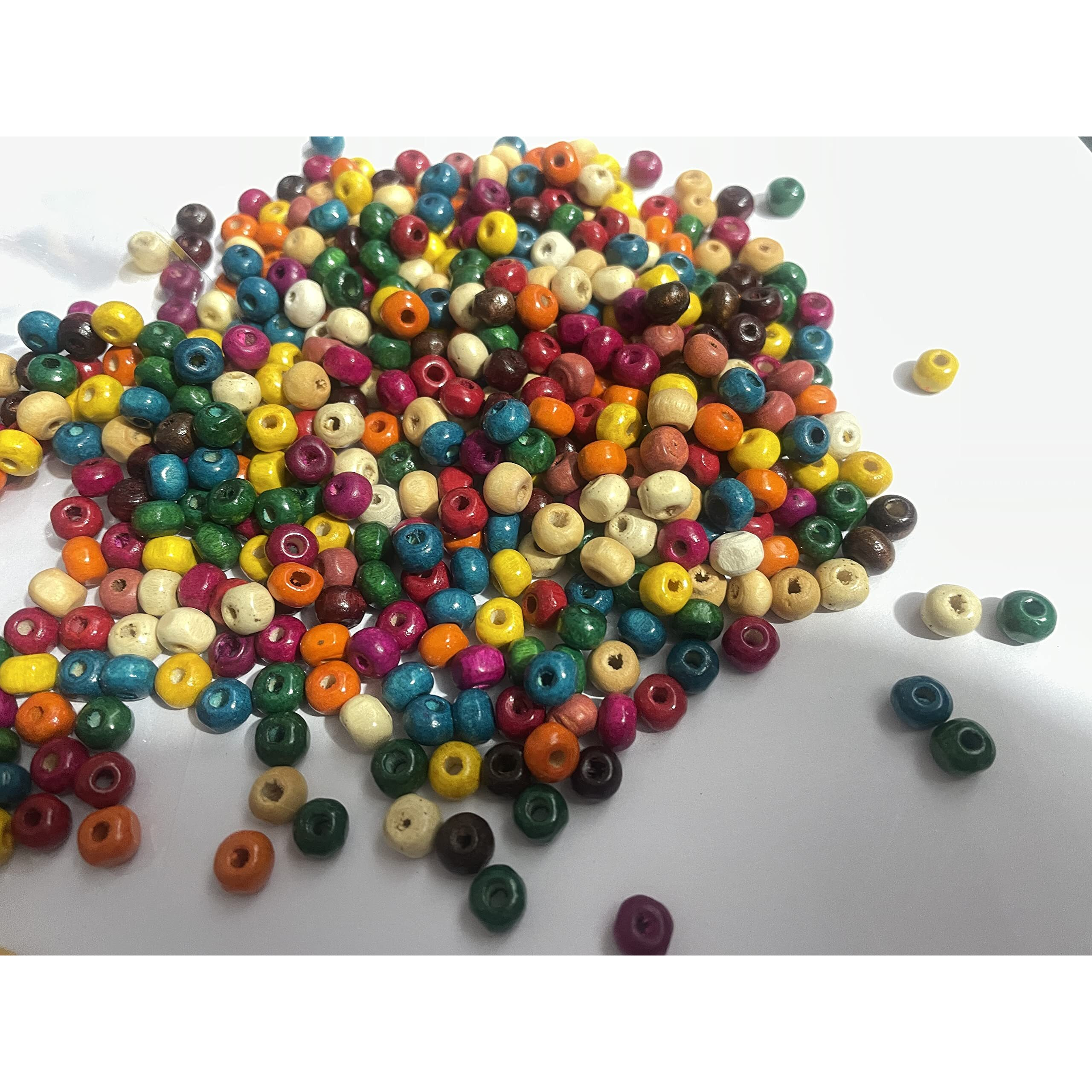Omx Multi Colour Round Wooden Beads Bunch (2500 Pc, 200 Gram) 6 Mm For Jewellery Making, Beading & Art Craft Work