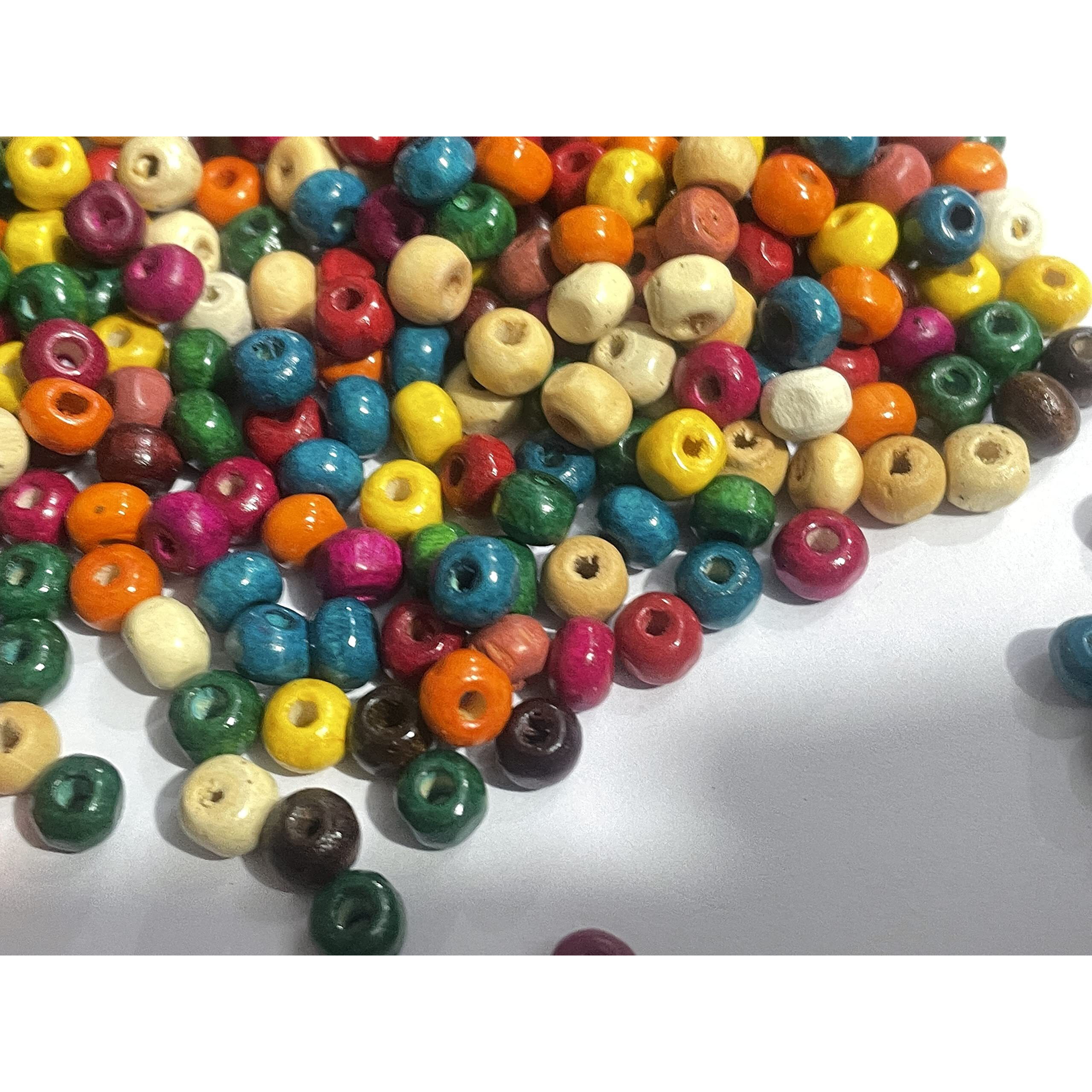 Omx Multi Colour Round Wooden Beads Bunch (2500 Pc, 200 Gram) 6 Mm For Jewellery Making, Beading & Art Craft Work