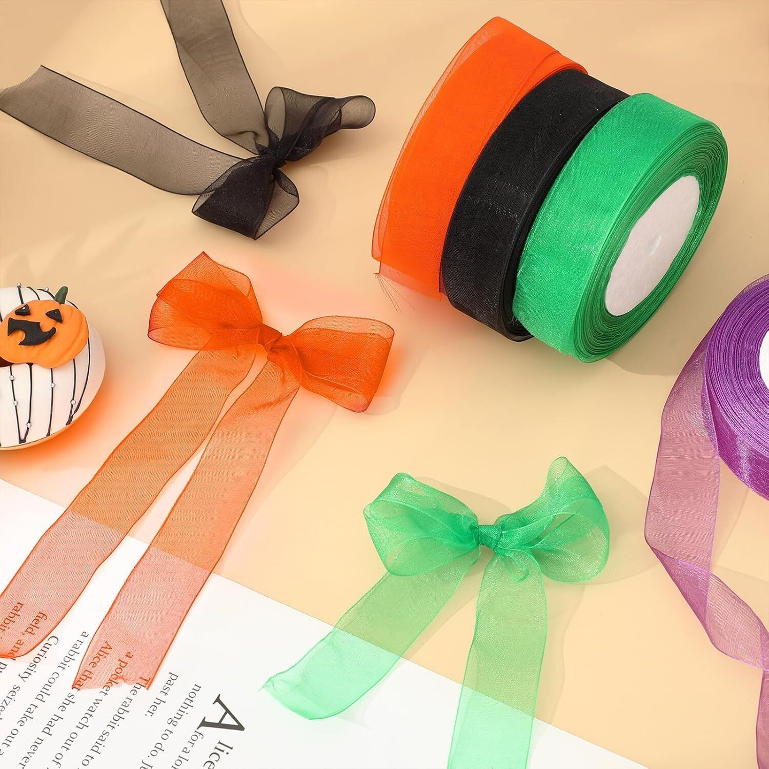 Imprint Organa Ribbon Set, 1 Inch Width, 4 Rolls Of 35 Metres Each, Multicolour
