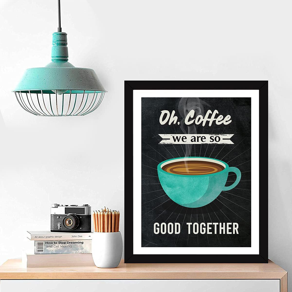 Chaka Chaundh - Coffee Frames For Cafe - Coffee Posters For Wall With Frame - Coffee Quotes Wall Frames - Coffee Frames For Wall & Kitchen -Quotes Wall Frames For Dining Room - Food Quotes Frames For Home & Cafe (13.6 X 10.6 Inches)