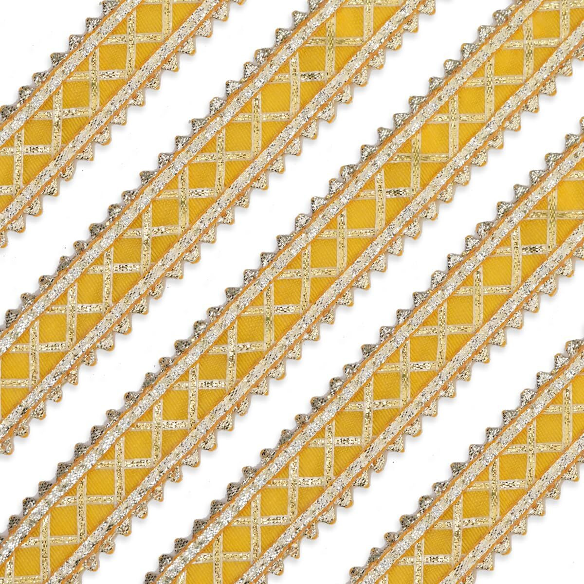 Embroiderymaterial Laces And Borders Material Golden Gota Patti Lace For Saree Border, Dresses, Dupatta, Blouse, Kurta, Embroidery & Sewing (Yellow & Gold, 8 Meters, 2.5 Cm Wide)
