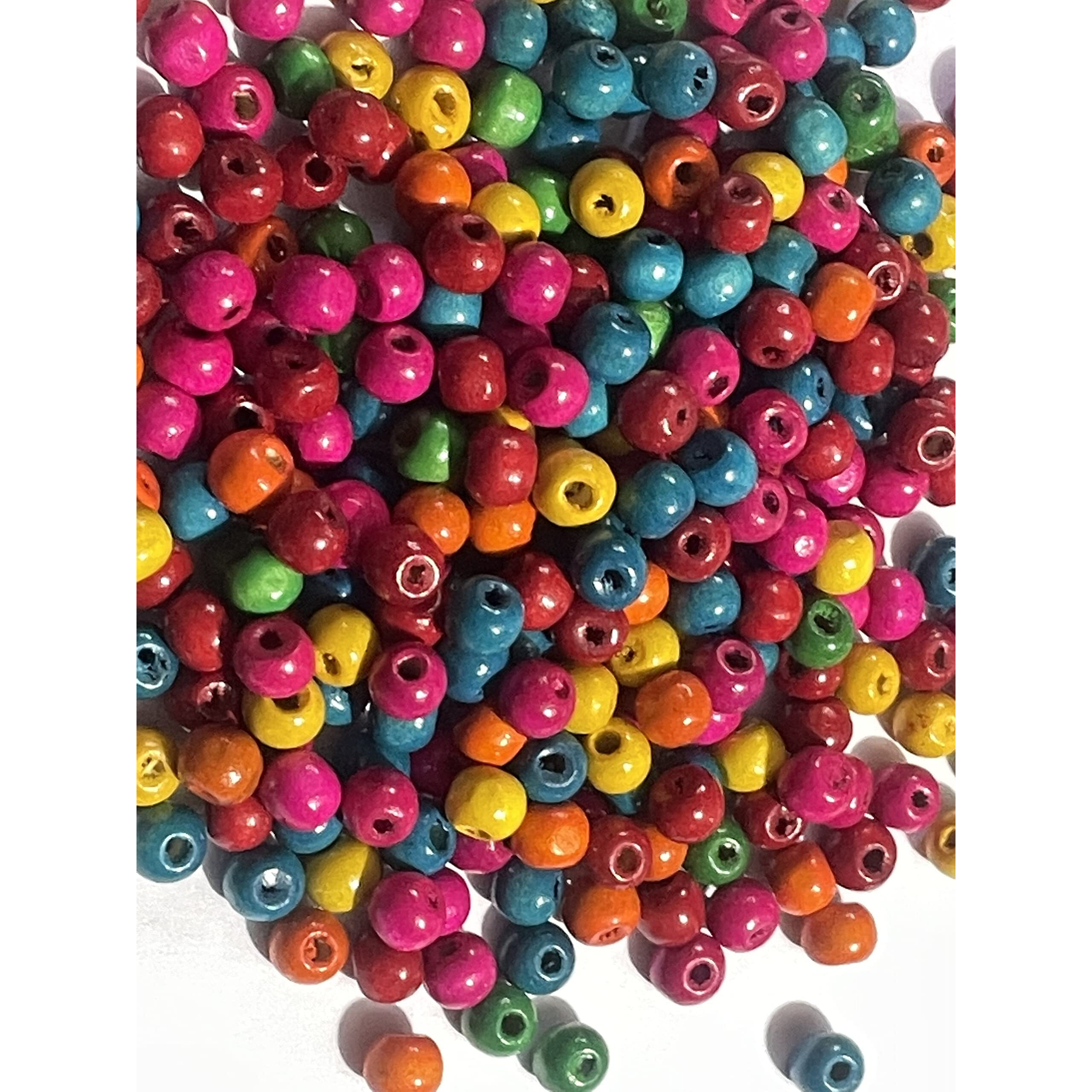 Omx Multi Colour Round Wooden Beads Bunch (1800 Pc, 300 Gram) 8 Mm For Jewellery Making, Beading & Art Craft Work
