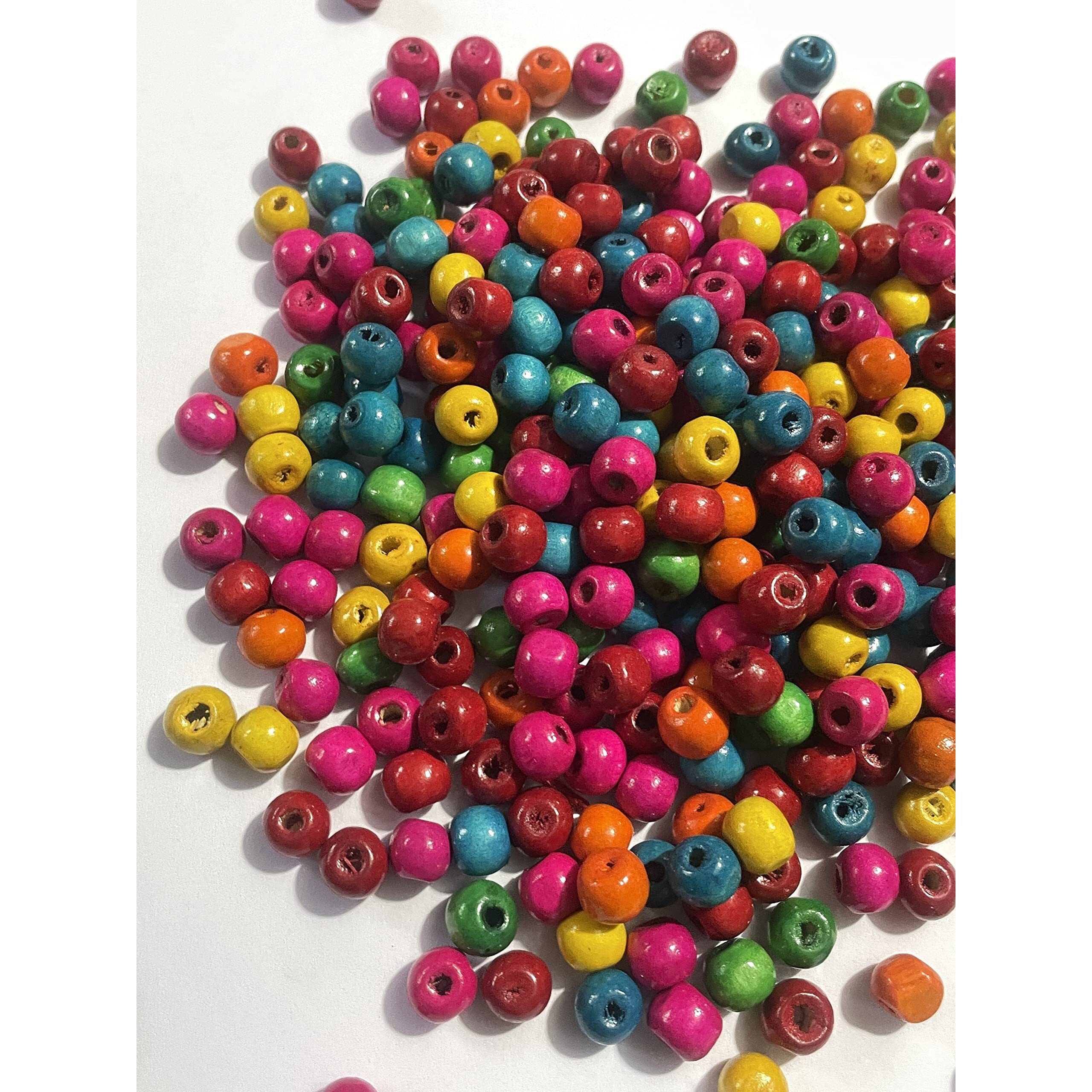 Omx Multi Colour Round Wooden Beads Bunch (1800 Pc, 300 Gram) 8 Mm For Jewellery Making, Beading & Art Craft Work
