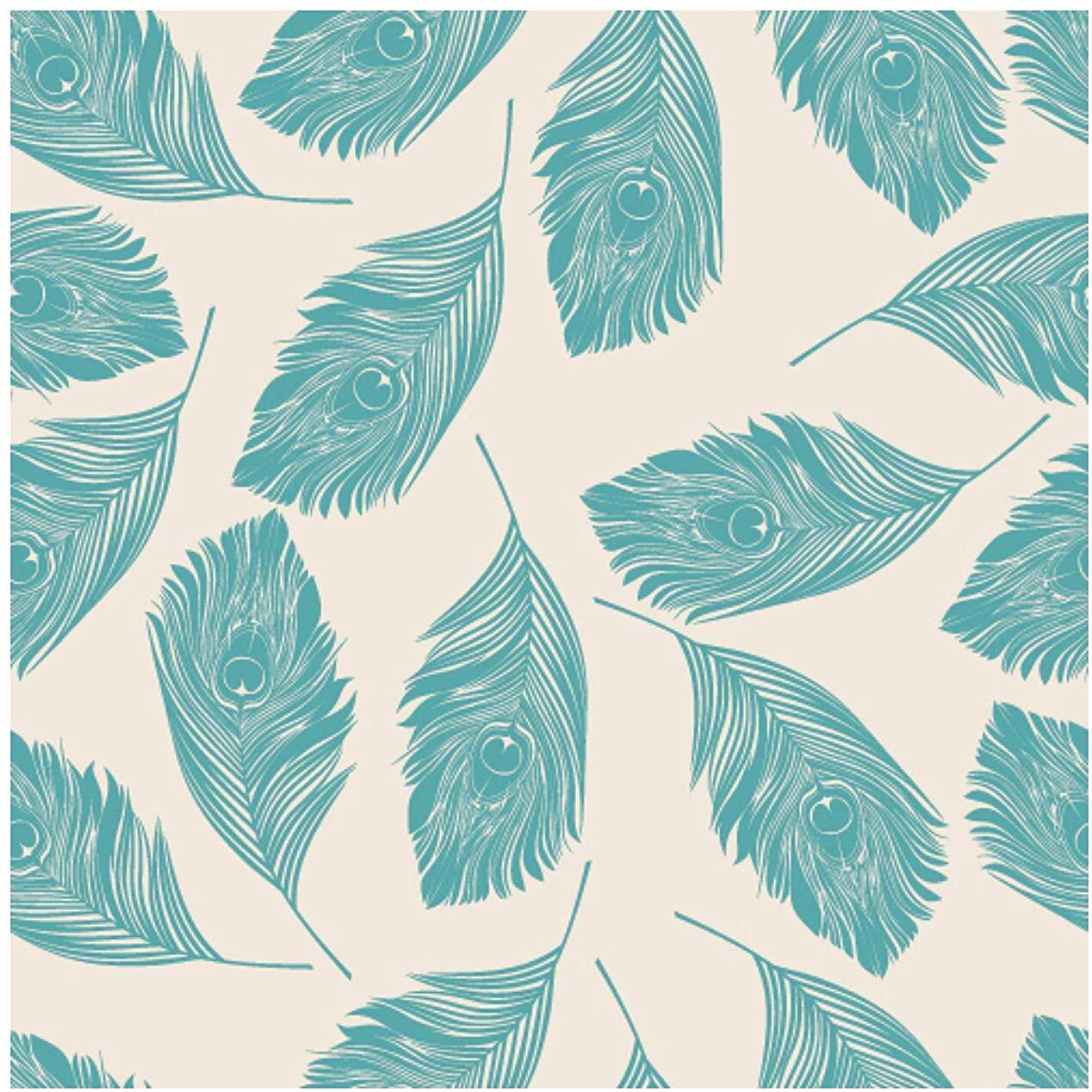 Printelligent Self Adhesive Peacock Feather Wall Sticker For Livingroom Bedroom (10 Square Feet (16 X 90 Inch X 1 Roll))