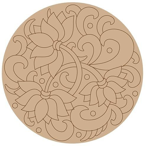 Sure Laser Cut Mdf Wood Round Design With New Pattern Design's Inside For Diwali Rangooli With Shape Drawing Diy Round Cutout For Arts And Crafts Purpose,Home Decor,Lippan Art Decoration. (12 Inch)