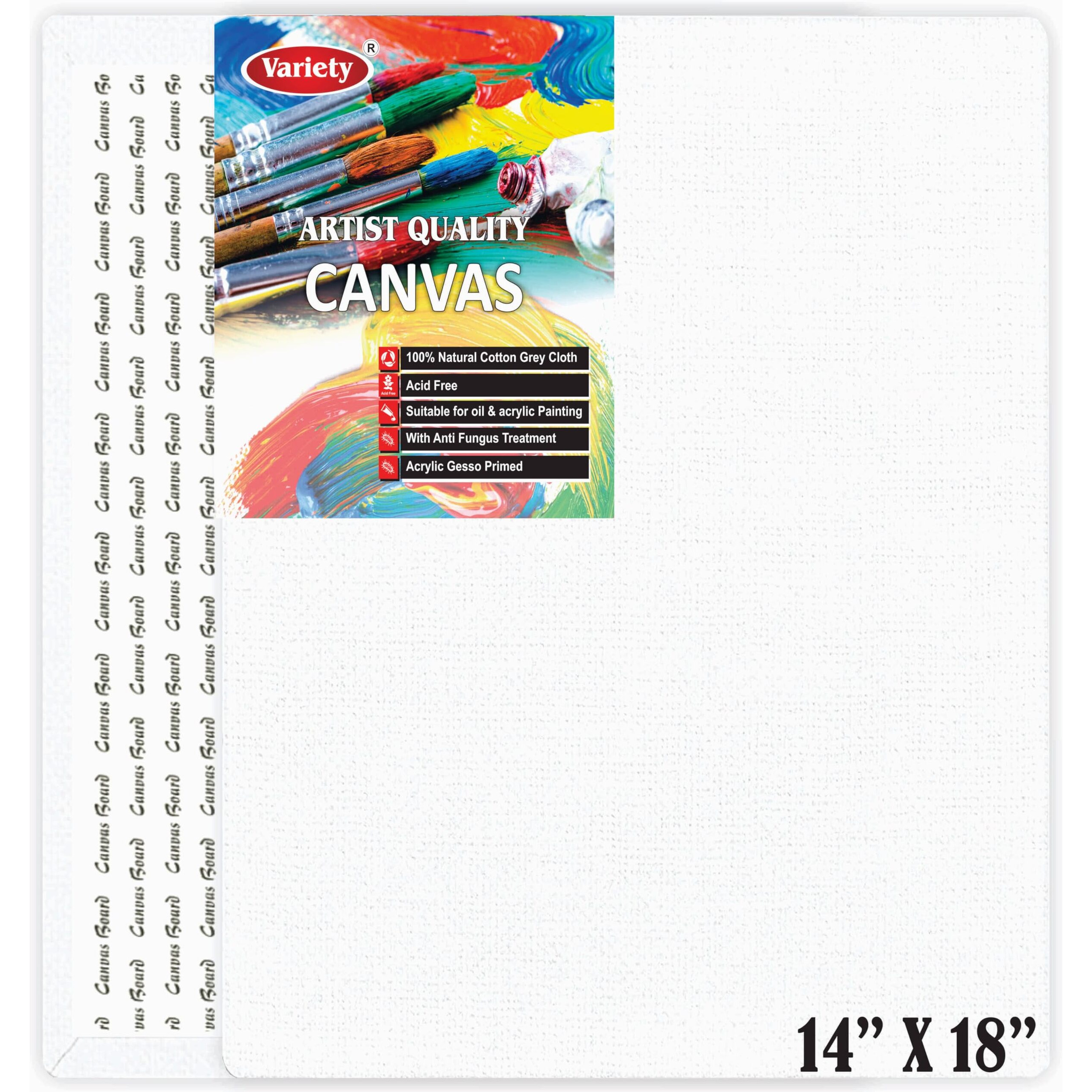 Variety Canvas 14 X 18 Inch Cotton Canvas Board For Painting, Pack Of 1 Piece - White