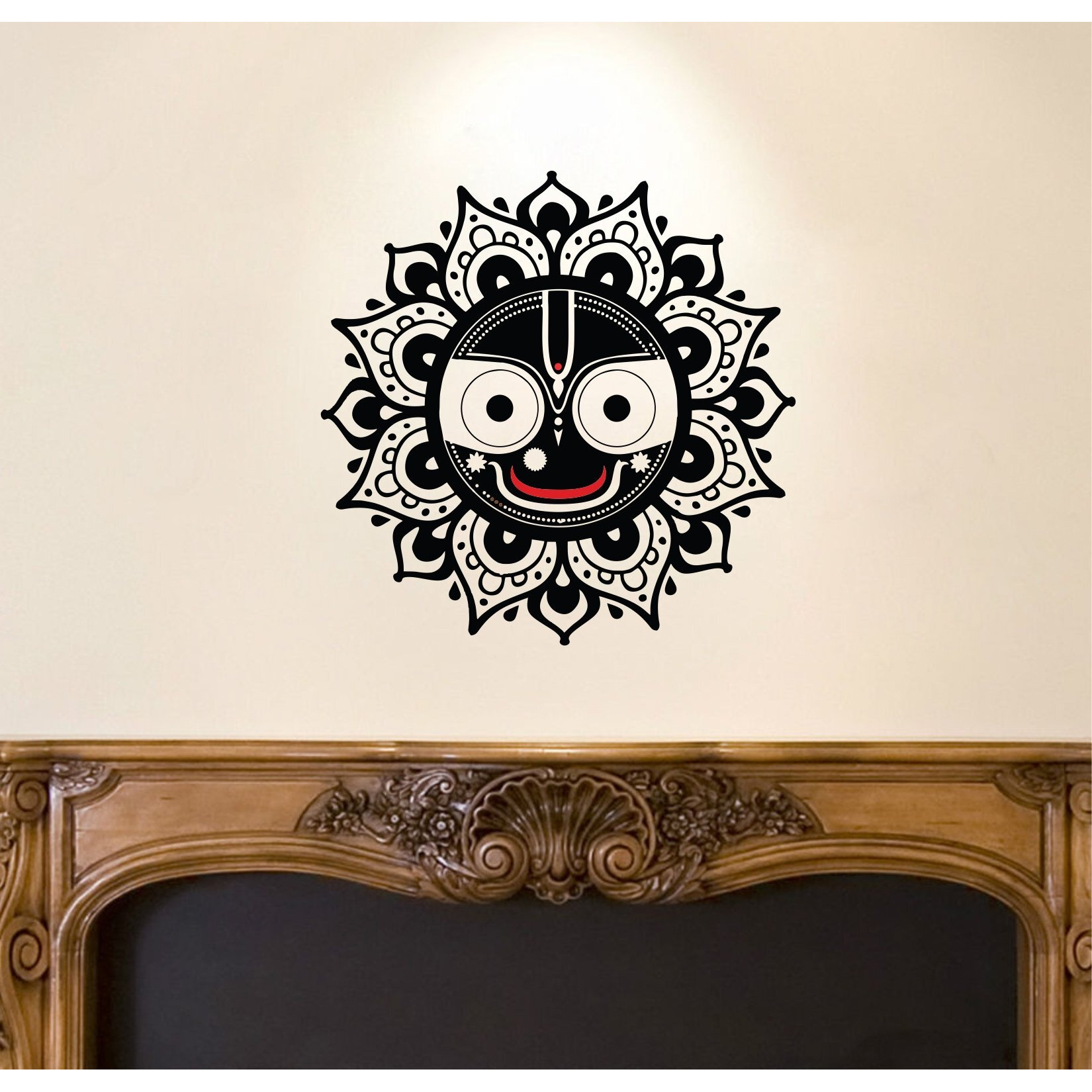 Stickersyard Shree Jagannath Wall Sticker & Decal (Color - Black Matte Finish Pvc Vinyl 58Cm X 58Cm)