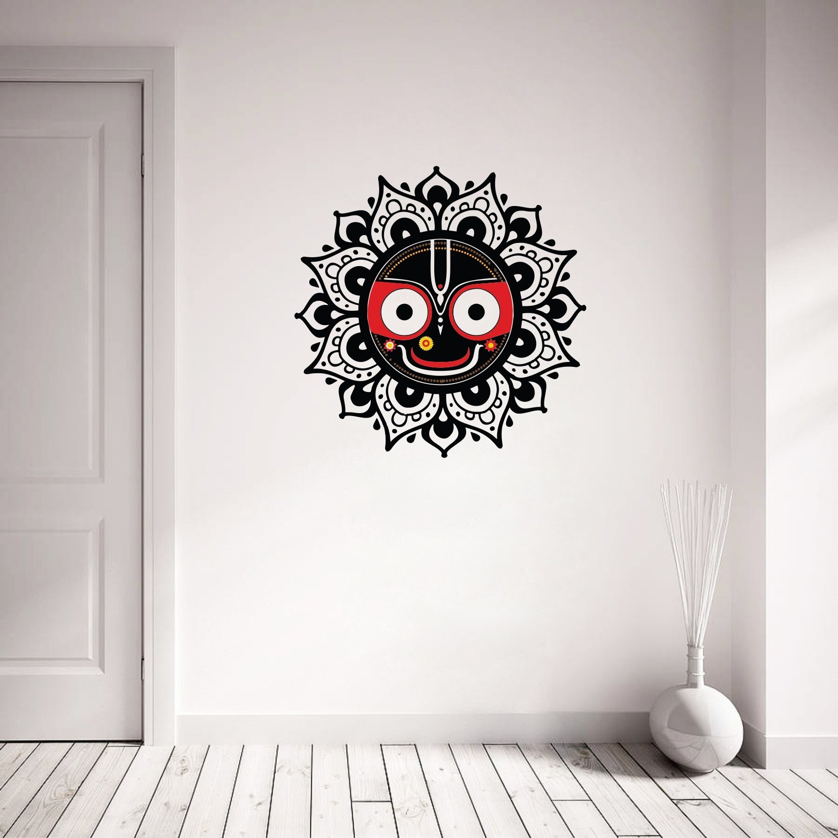 Stickersyard Shree Jagannath Wall Sticker & Decal (Color - Black Matte Finish Pvc Vinyl 58Cm X 58Cm)