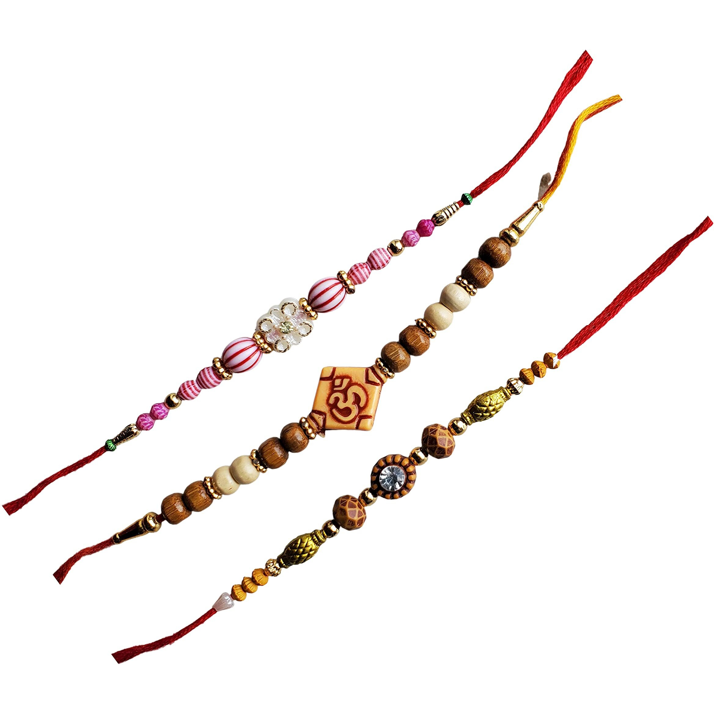 Pure Source India Set Of 3 Designer Rakhi For Brother On Rakshabandhan, Multicolor