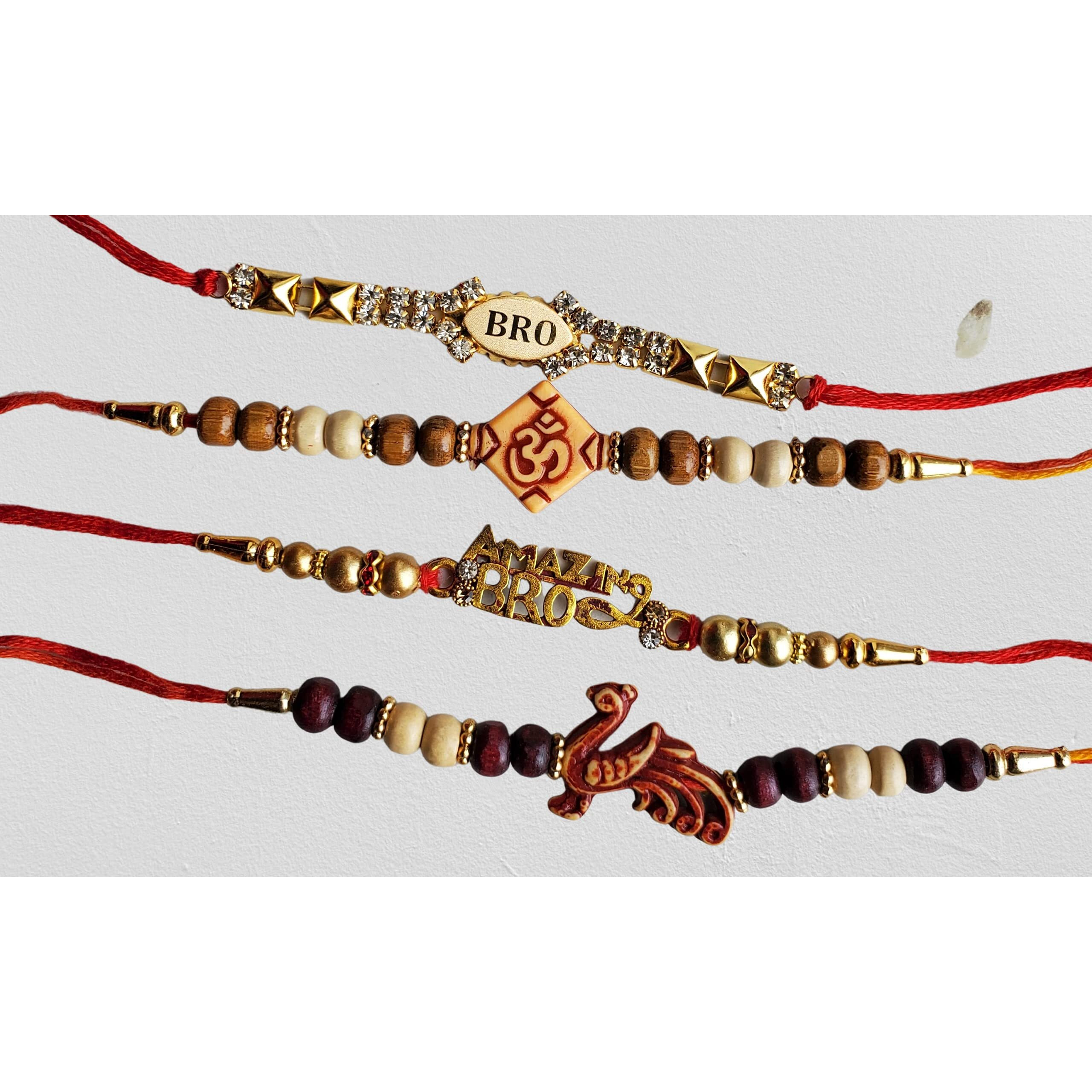 Pure Source India Set Of 3 Designer Rakhi For Brother On Rakshabandhan, Multicolor