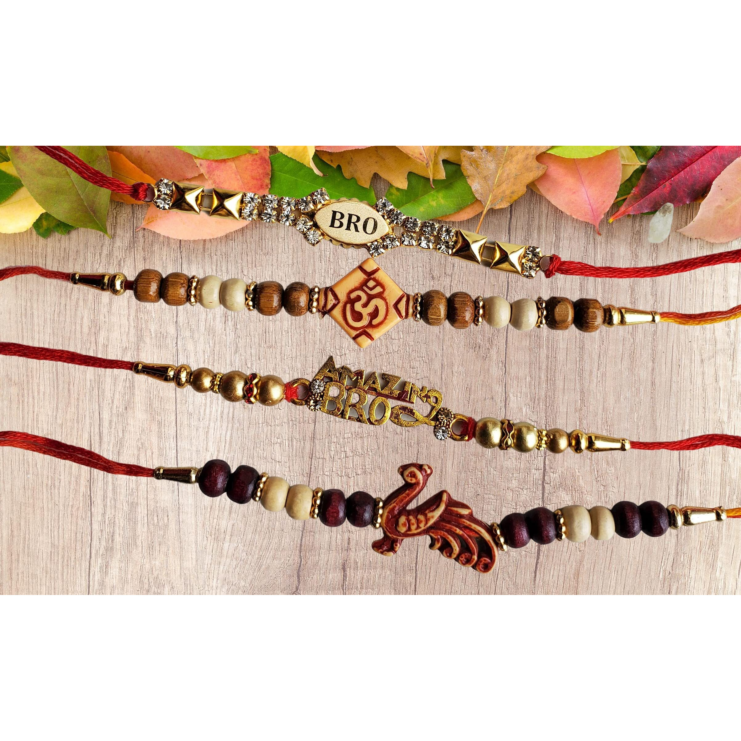 Pure Source India Set Of 3 Designer Rakhi For Brother On Rakshabandhan, Multicolor