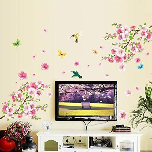 Jaamso Royals Cherry Blossoms And Birdswall Stickers For Living Room Flowers, Floral Wall Stickers, Flower Sticker, Nature Wall Stickers, Walls Of Home, Wall Stickers Flower Design (90Cm X 60Cm)