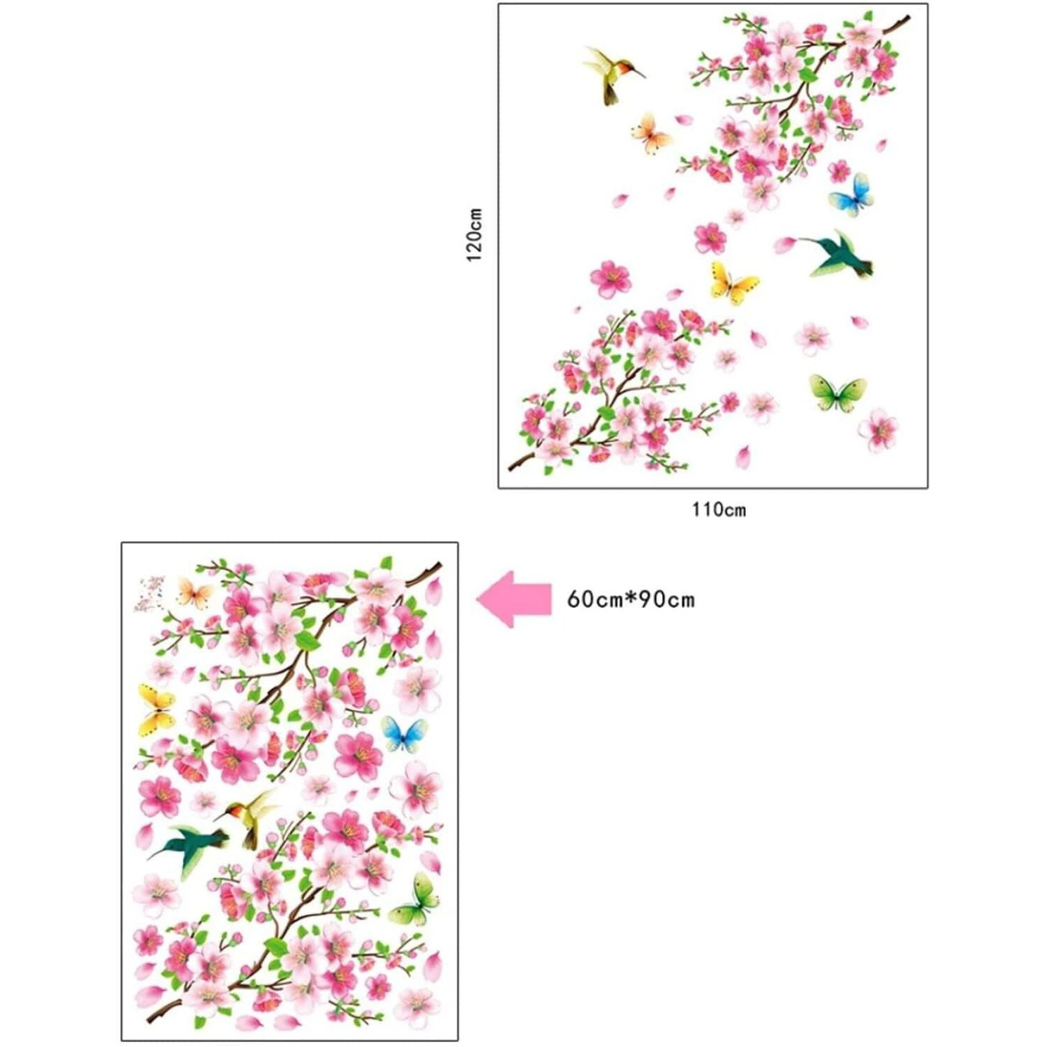 Jaamso Royals Cherry Blossoms And Birdswall Stickers For Living Room Flowers, Floral Wall Stickers, Flower Sticker, Nature Wall Stickers, Walls Of Home, Wall Stickers Flower Design (90Cm X 60Cm)