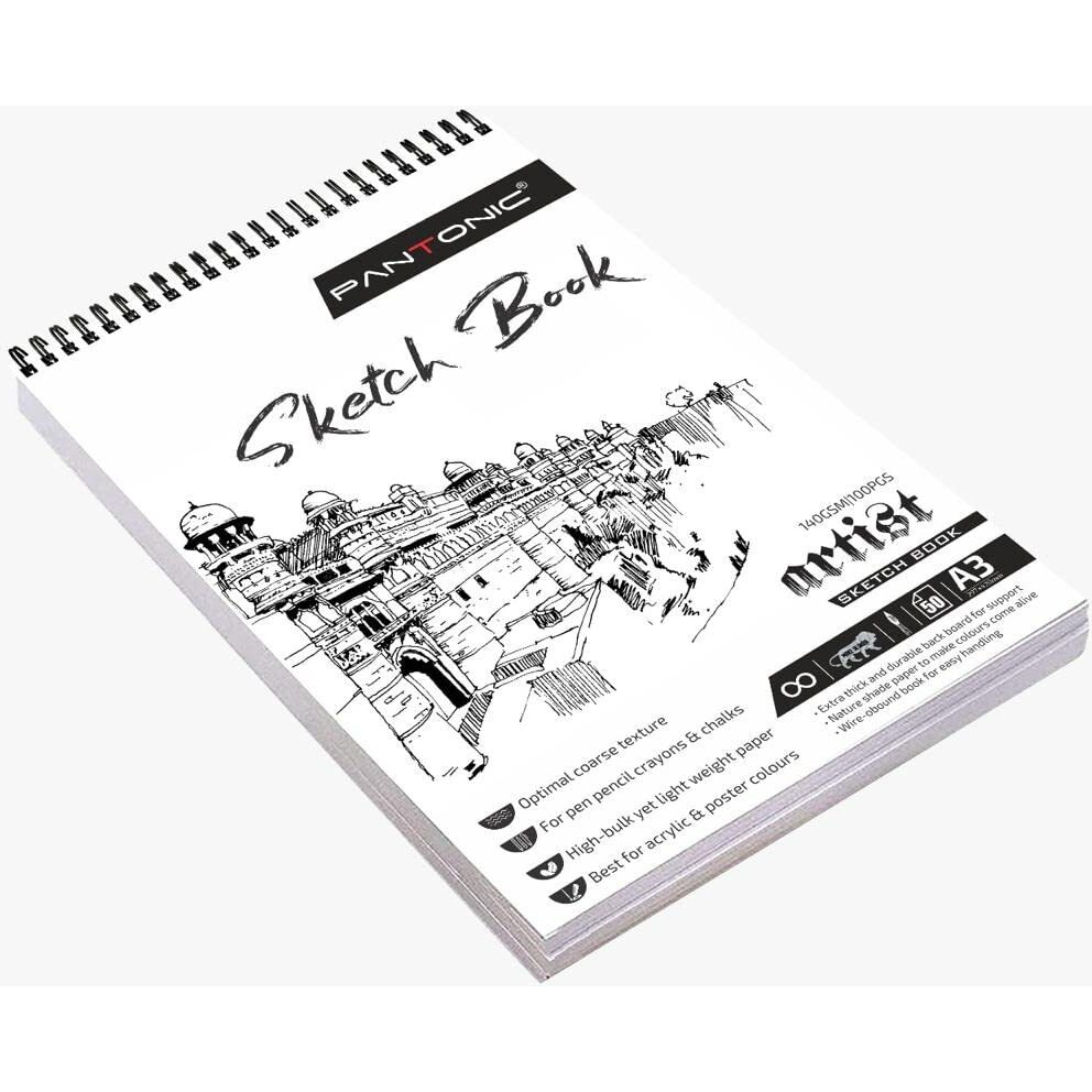 Variety Canvas 50 Sheet A3 Sketchbook Set | Top Spiral-Bound Sketchpad For Artists | Sketching And Drawing Acid Free Paper, For Doodling | Artist Oxfort Sketch Book (White)