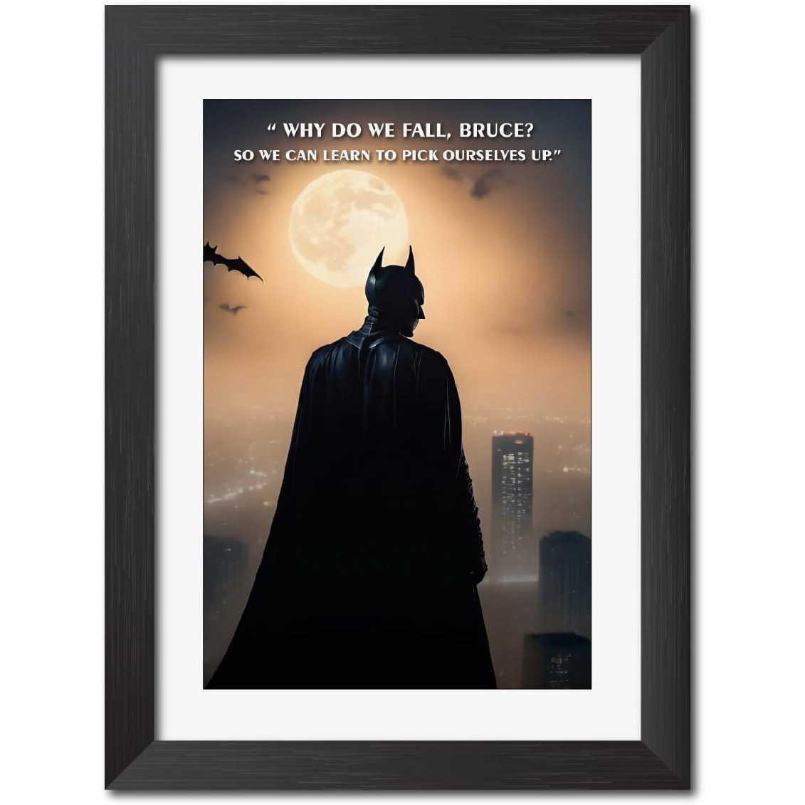 Tenorarts Batman Poster Frame Quote Comics Laminated Photo Framed Painting With Matt Finish Black Frame (9Inches X 12Inches)