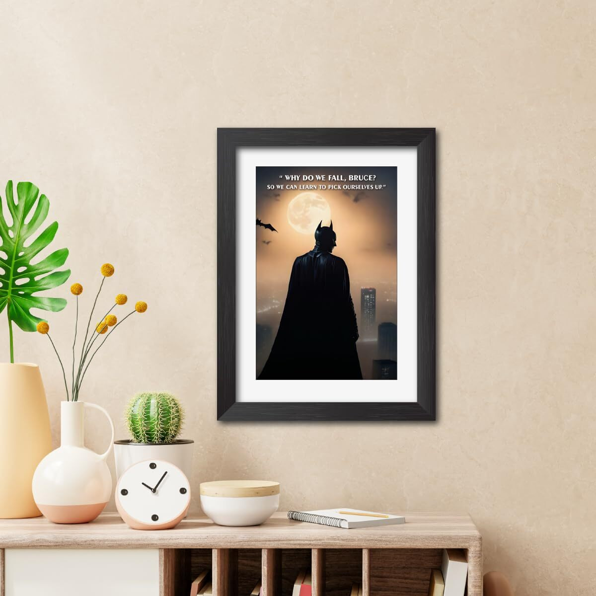 Tenorarts Batman Poster Frame Quote Comics Laminated Photo Framed Painting With Matt Finish Black Frame (9Inches X 12Inches)