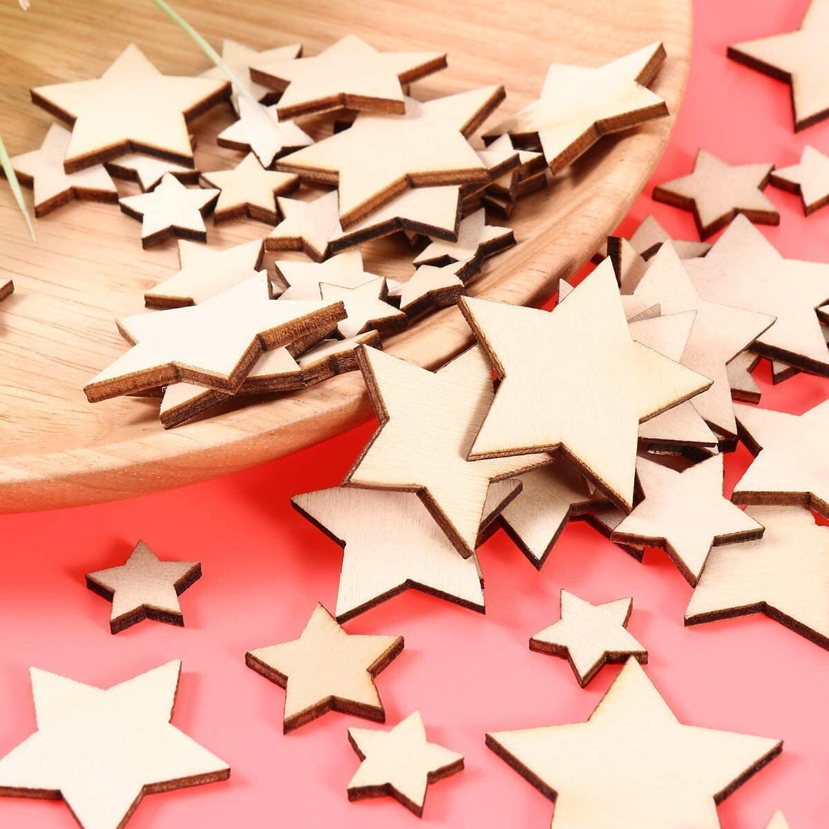 100Pcs Star Shaped Wooden Blocks For Diy Projects, Crafts, Home Decor, Wedding Decorations
