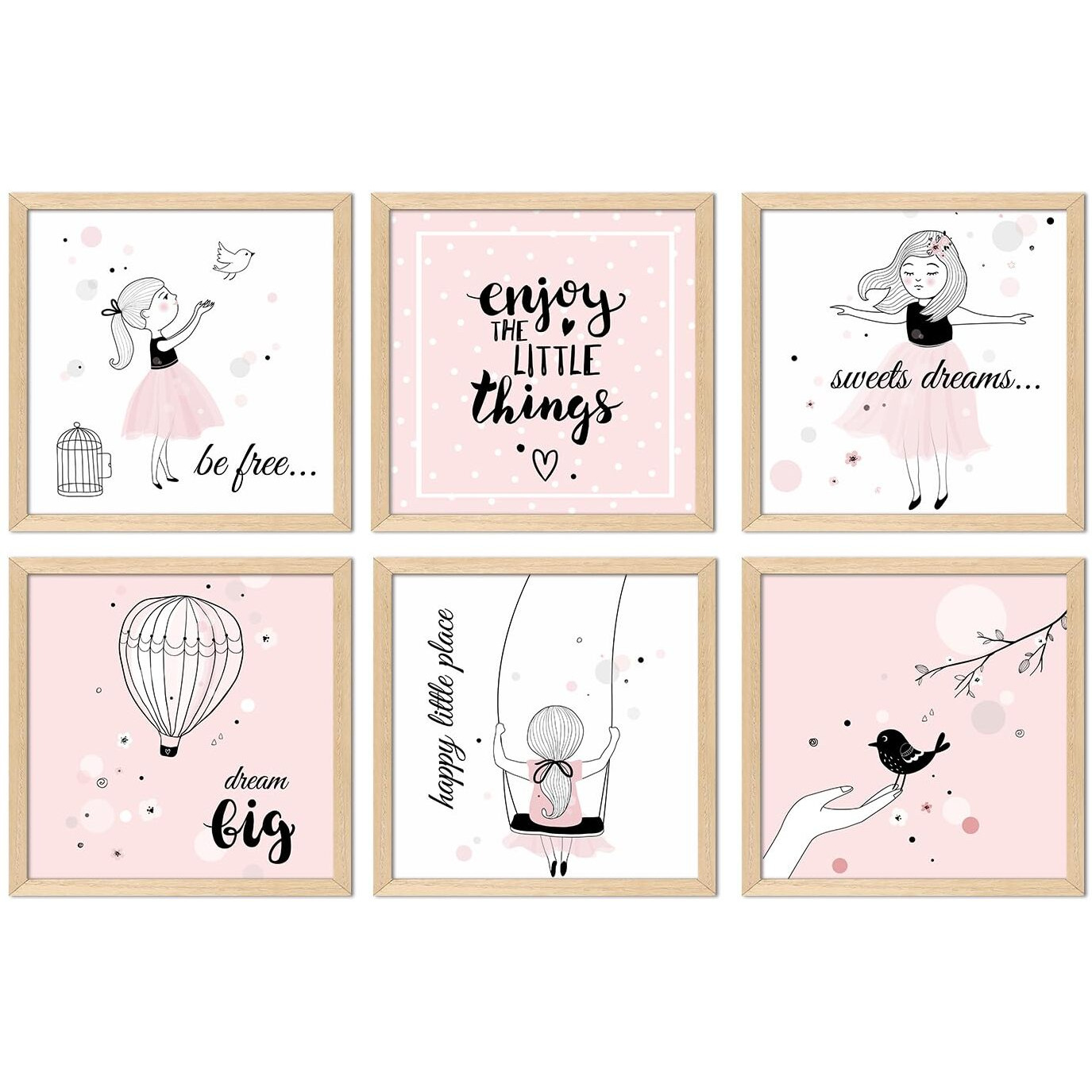 Printelligent Kids Room Decoration Framed Posters  Nursery Wall Art - Inspirational Quotes Paintings For Girls And Boys Classroom Bedroom - Gift Items For Kids. Set Of 6 (10 X 10 Inch) (E)