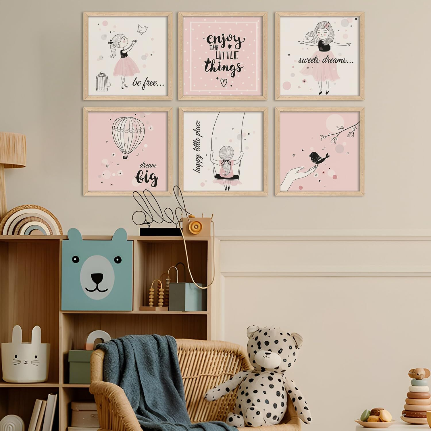 Printelligent Kids Room Decoration Framed Posters  Nursery Wall Art - Inspirational Quotes Paintings For Girls And Boys Classroom Bedroom - Gift Items For Kids. Set Of 6 (10 X 10 Inch) (E)