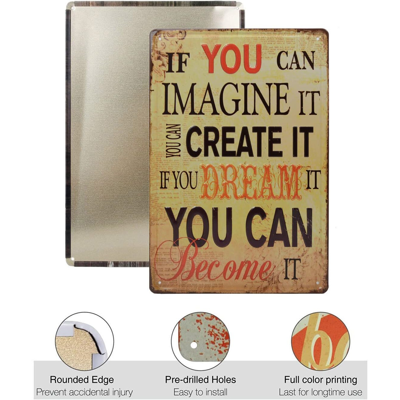 Store2508 Vintage Metal Tin Sign Poster  If You Can Imagine It You Can Become It 30X20 Cm
