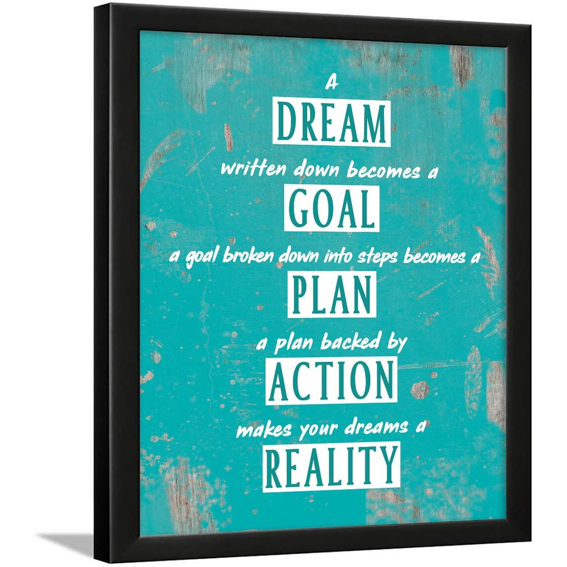 Chaka Chaundh Motivational Quotes Dream Goal, Plan, Action, Business Quotes Wall Frame - (13.5 X 10.5 Inches, Turquoise - Vintage - Color) , Engineered Wood