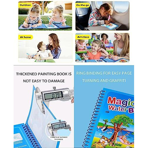 Glun Water Magic Book, 3 Different Water Magic Book Theme, Reusable With Reusable Marker Books For Kids